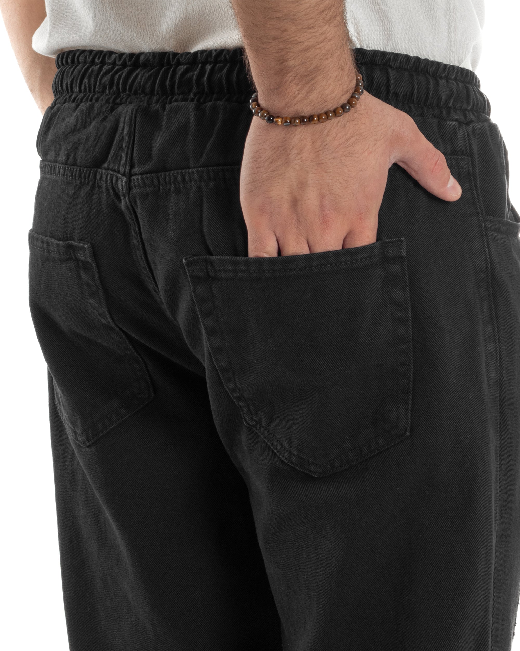 Jeans Jogger Cotone Loose Fit Basic Nero JS1119A