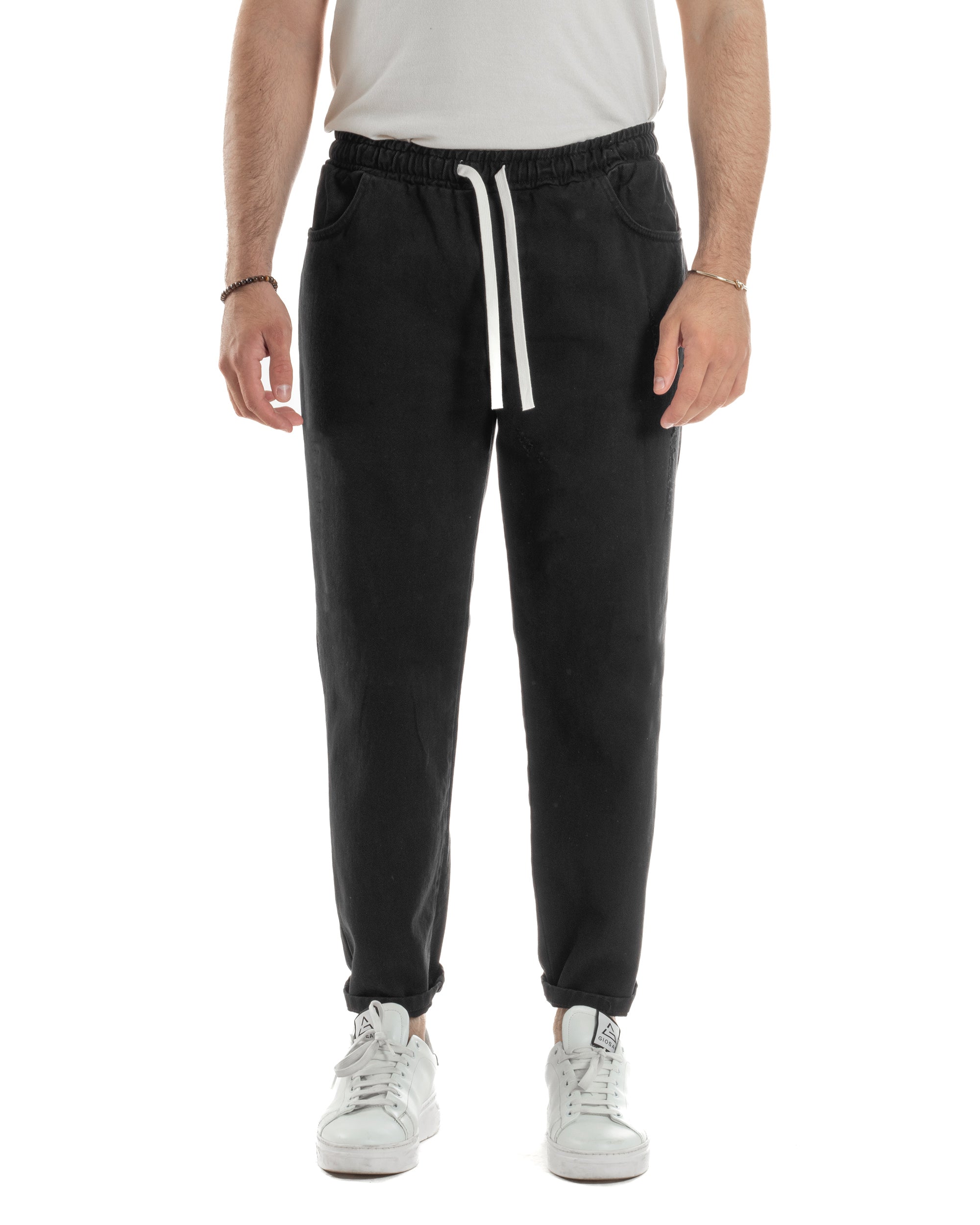 Jeans Jogger Cotone Loose Fit Basic Nero JS1119A