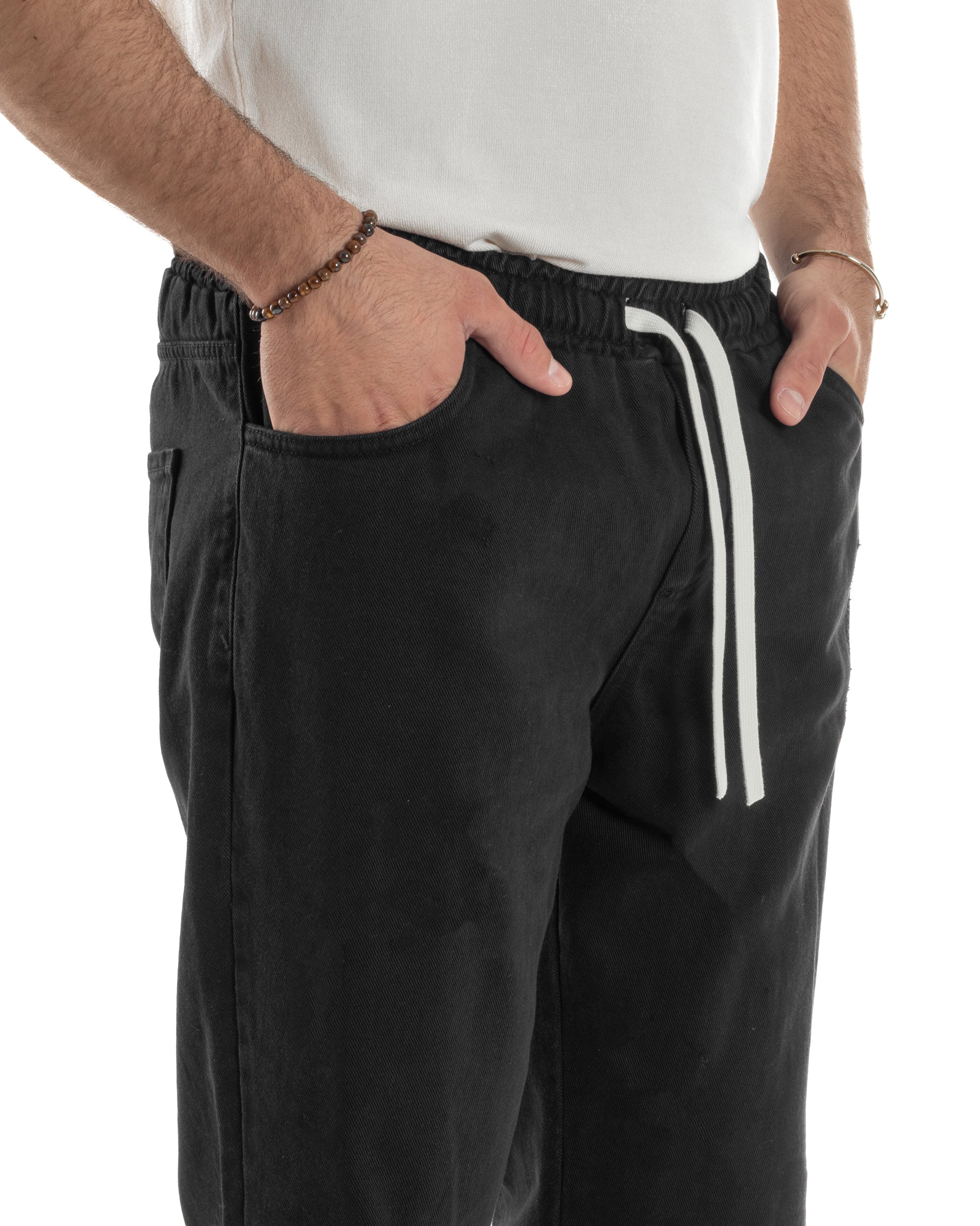 Jeans Jogger Cotone Loose Fit Basic Nero JS1119A