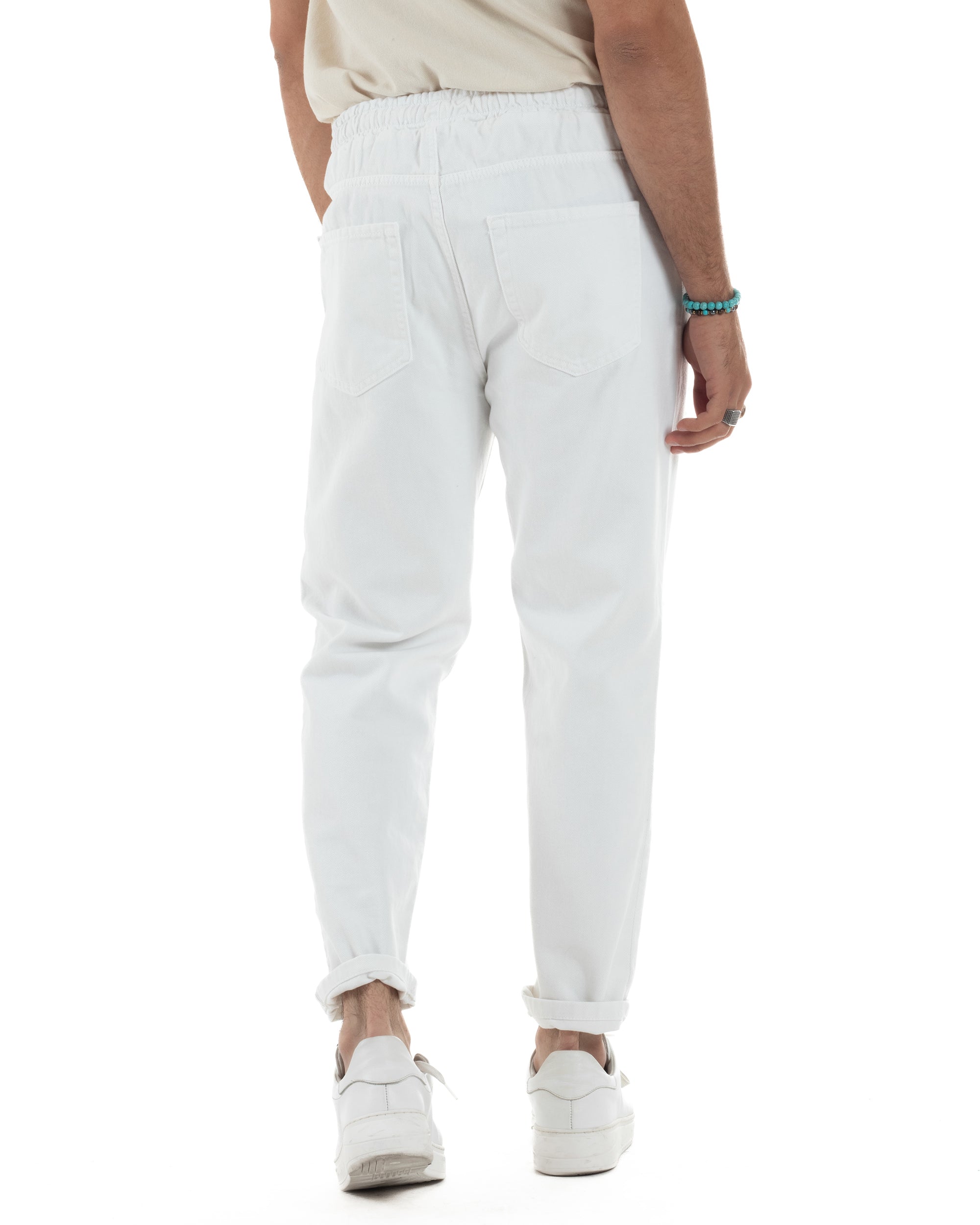 Jeans Jogger Cotone Loose Fit Basic Bianco JS1120A