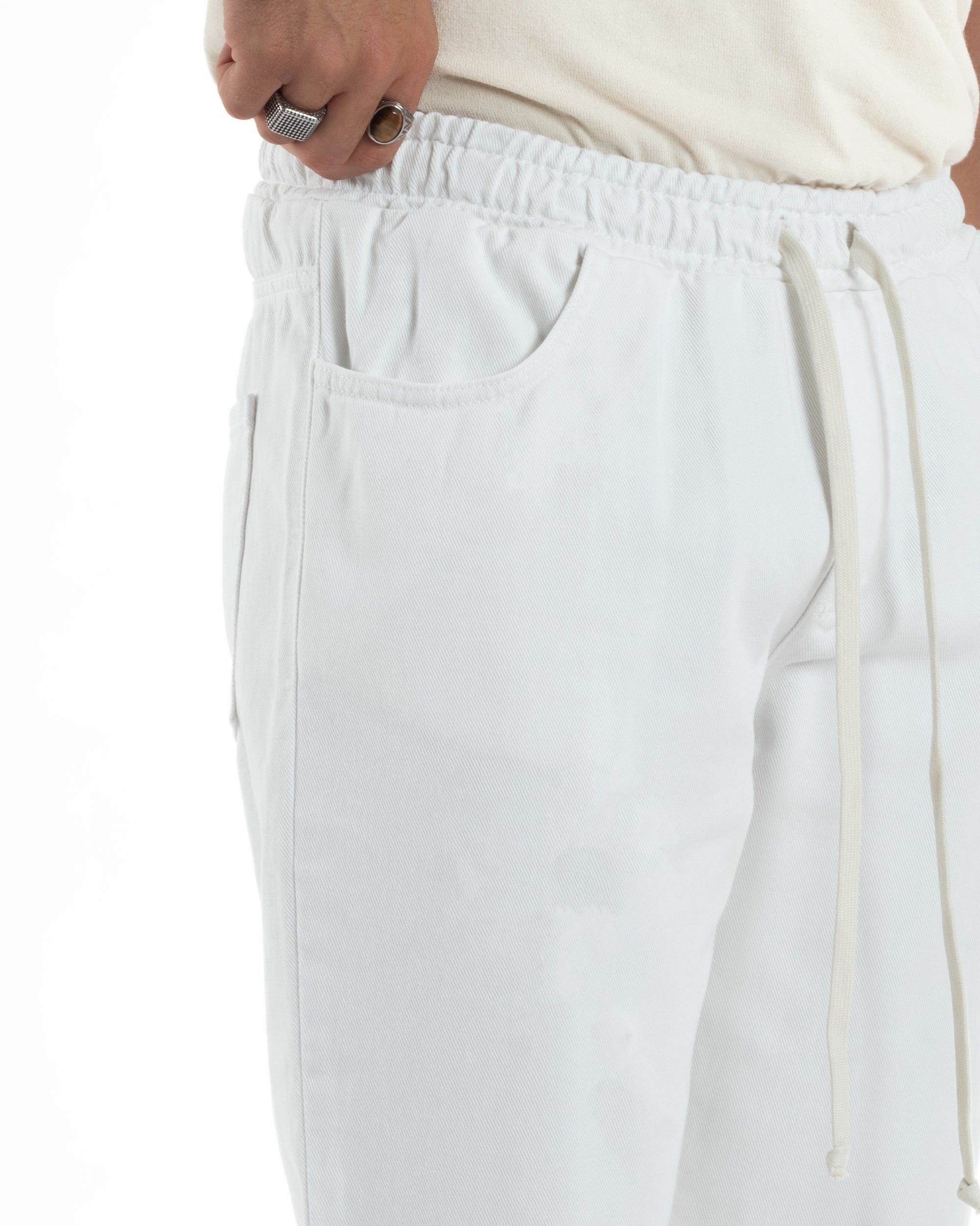 Jeans Jogger Cotone Loose Fit Basic Bianco JS1120A