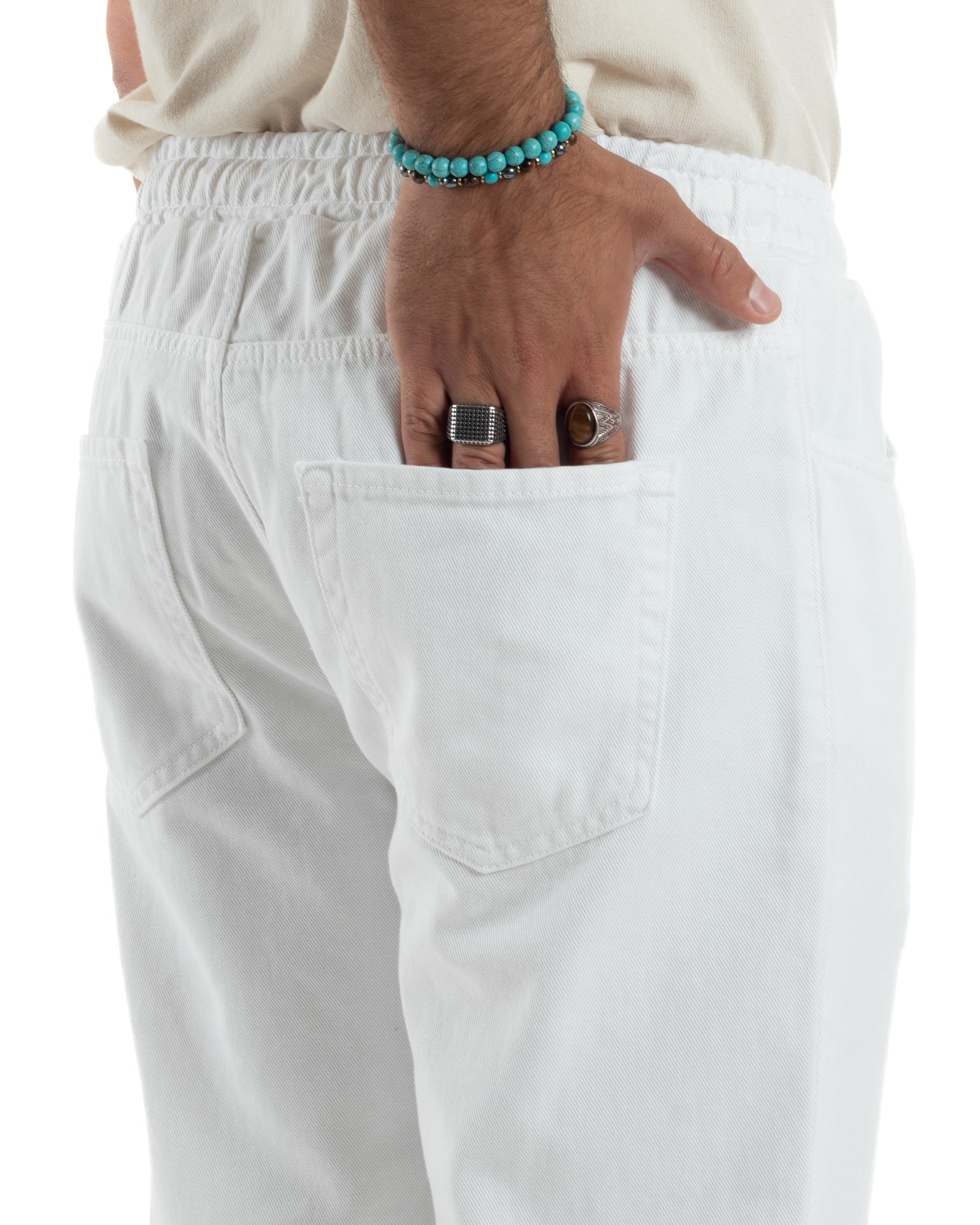 Jeans Jogger Cotone Loose Fit Basic Bianco JS1120A