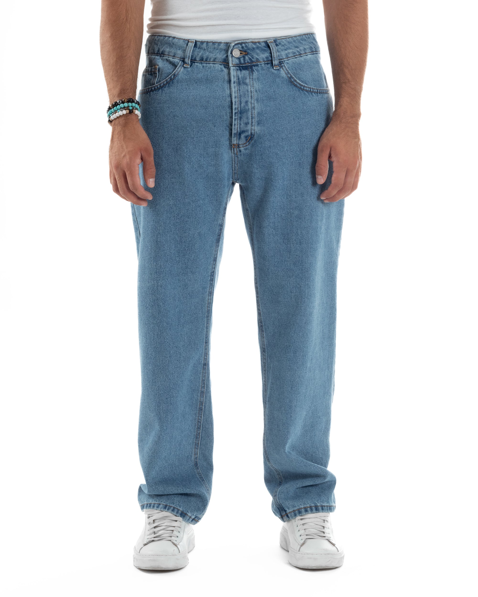 Jeans Uomo Cinque Tasche Baggy Fit Basic Denim Chiaro JS1121A