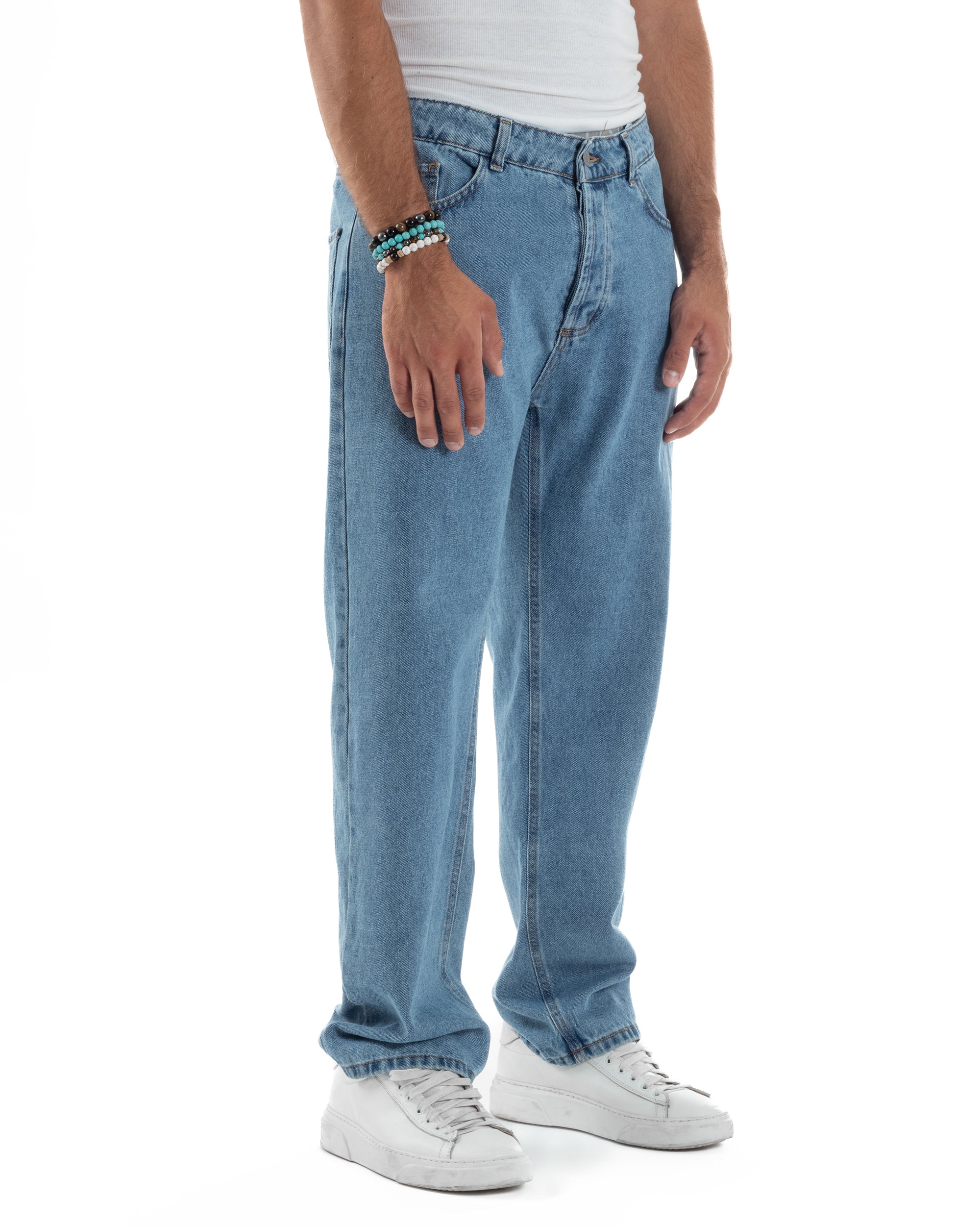 Jeans Uomo Cinque Tasche Baggy Fit Basic Denim Chiaro JS1121A