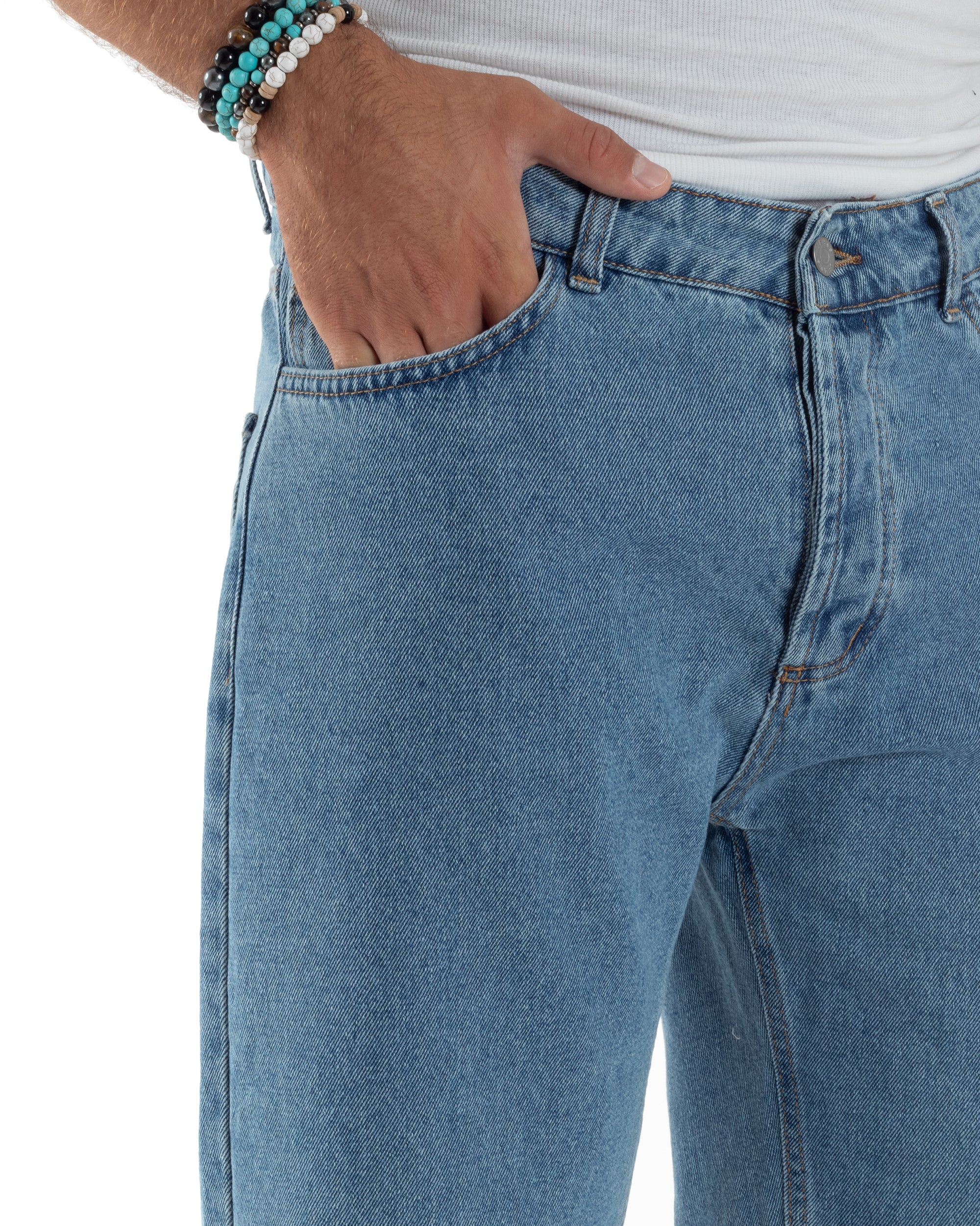 Jeans Uomo Cinque Tasche Baggy Fit Basic Denim Chiaro JS1121A