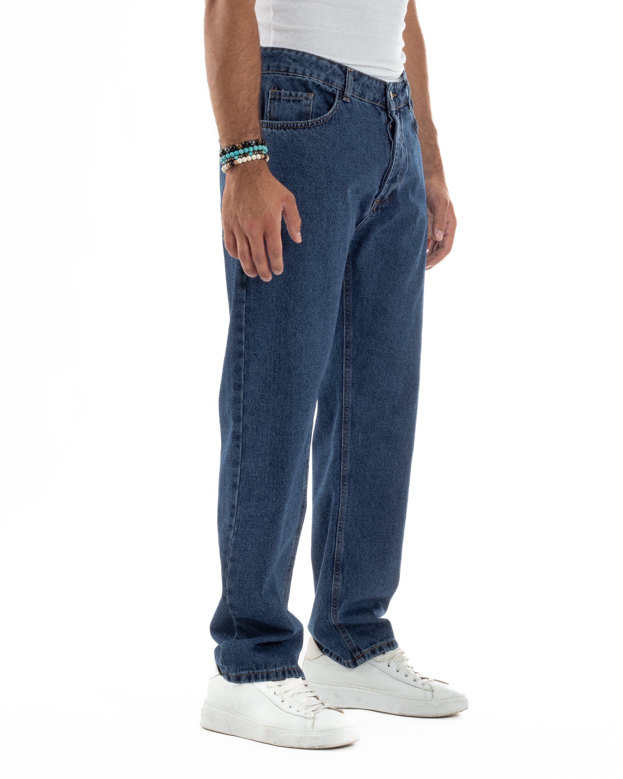 Jeans Uomo Cinque Tasche Baggy Fit Basic Denim Scuro JS1122A