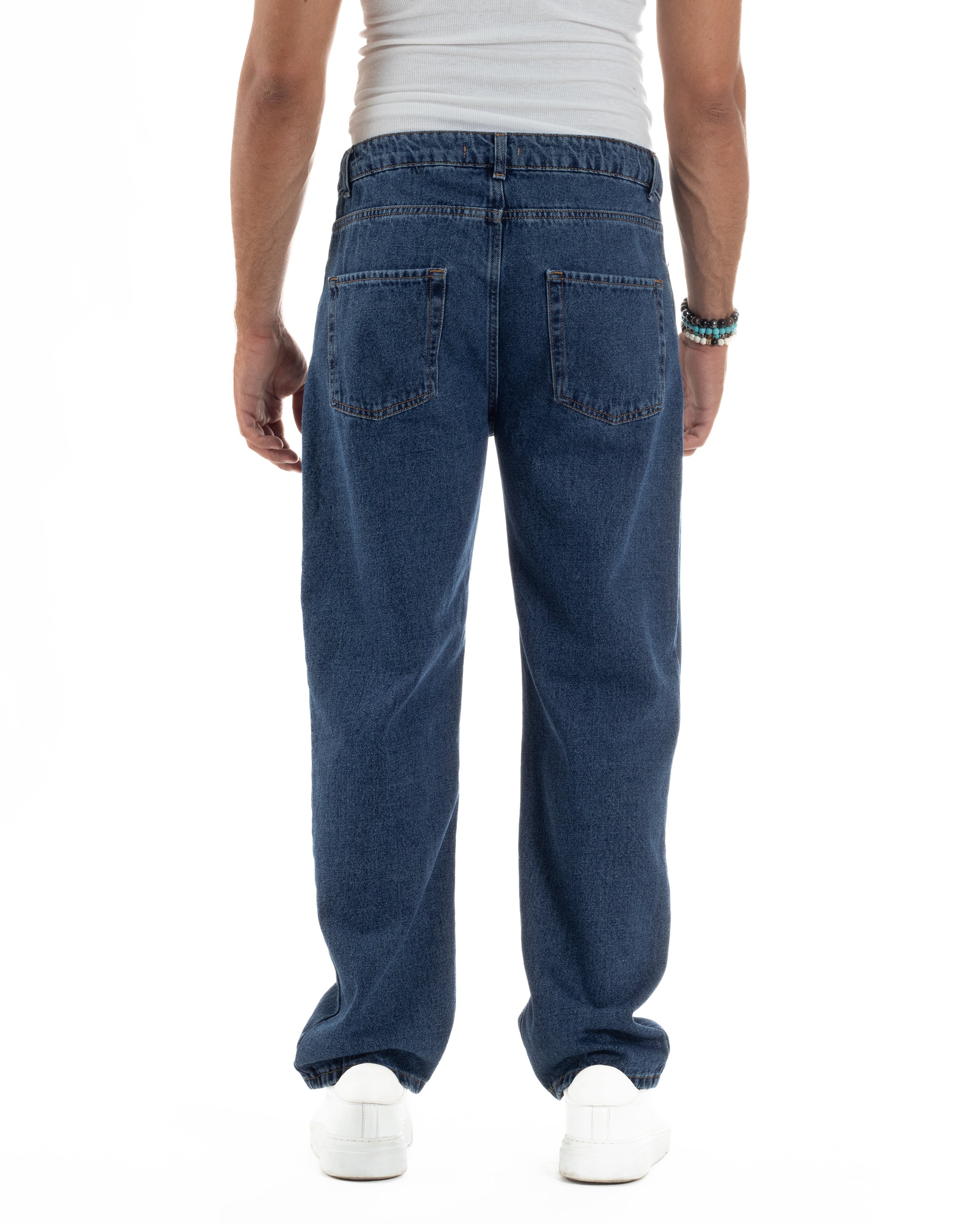 Jeans Uomo Cinque Tasche Baggy Fit Basic Denim Scuro JS1122A