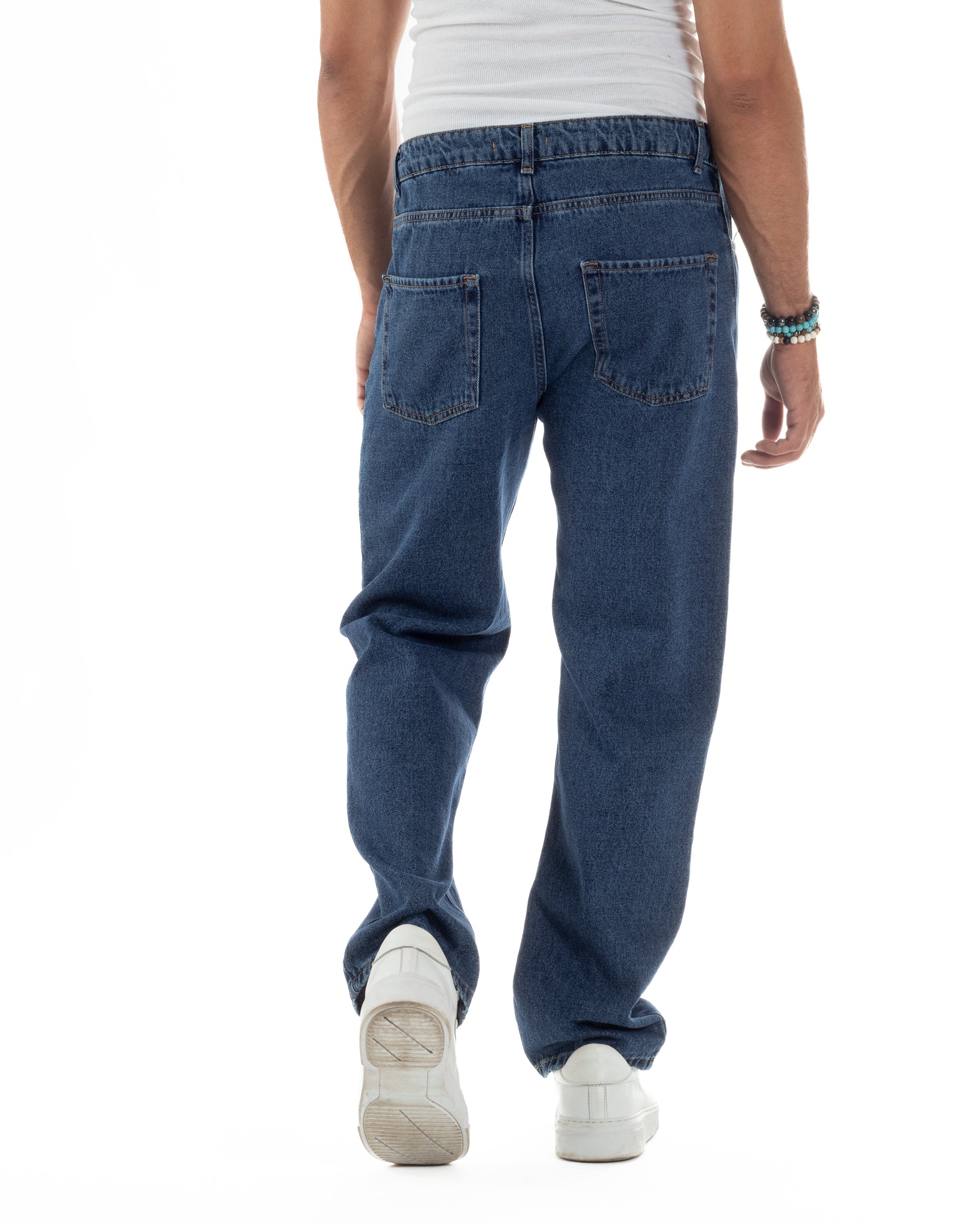 Jeans Uomo Cinque Tasche Baggy Fit Basic Denim Scuro JS1122A
