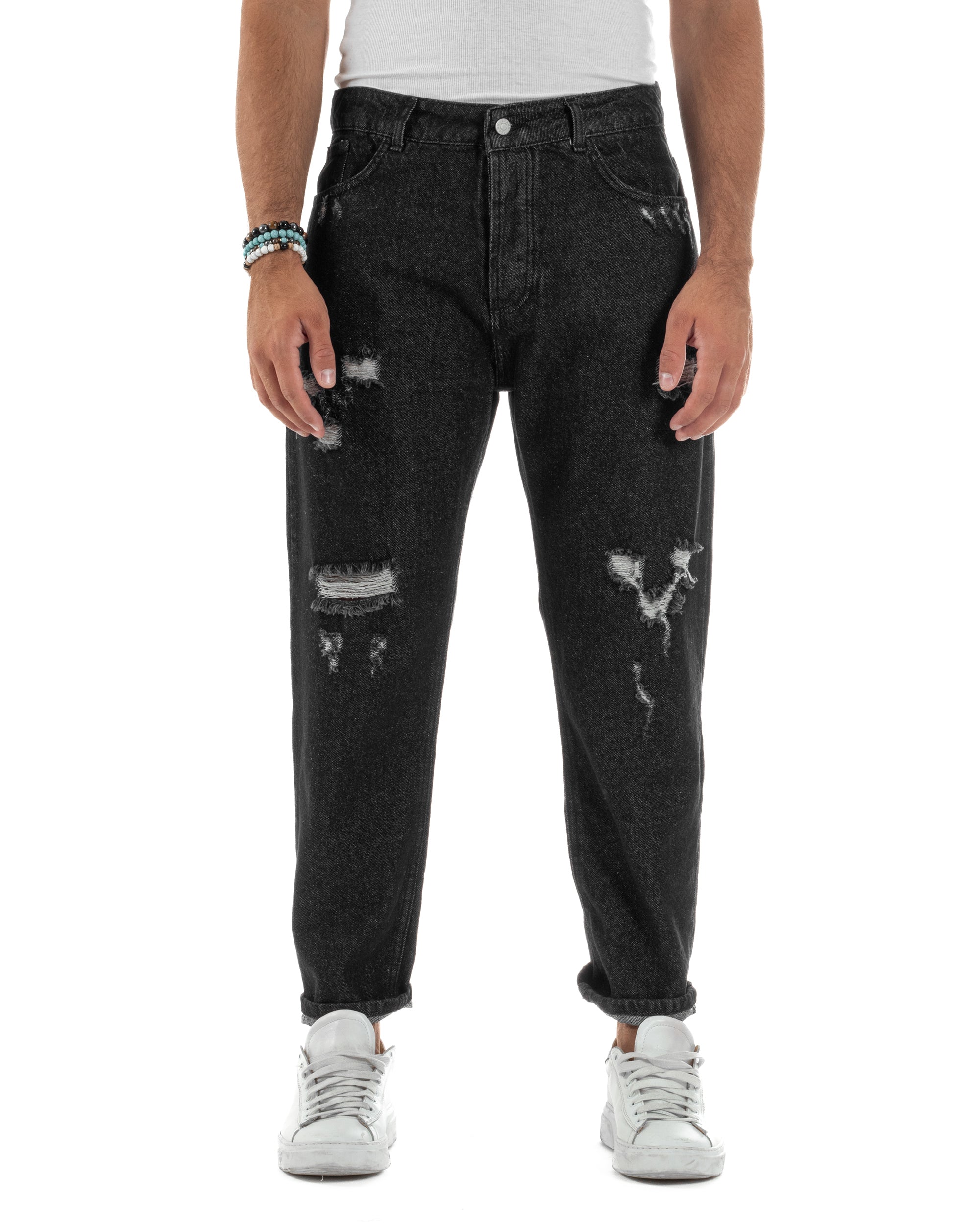 Jeans Regular Fit Rotture Basic Nero JS1125A
