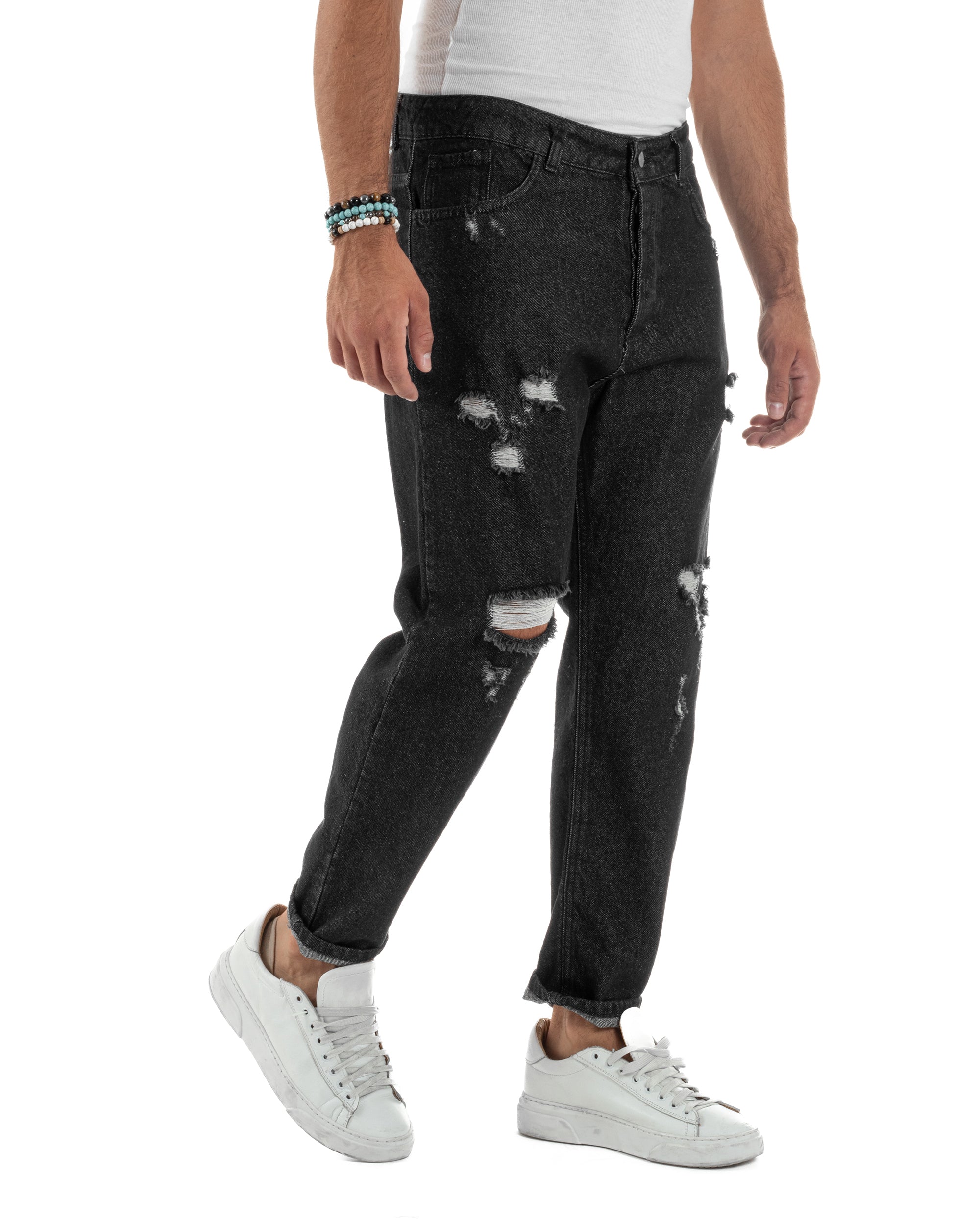 Jeans Regular Fit Rotture Basic Nero JS1125A