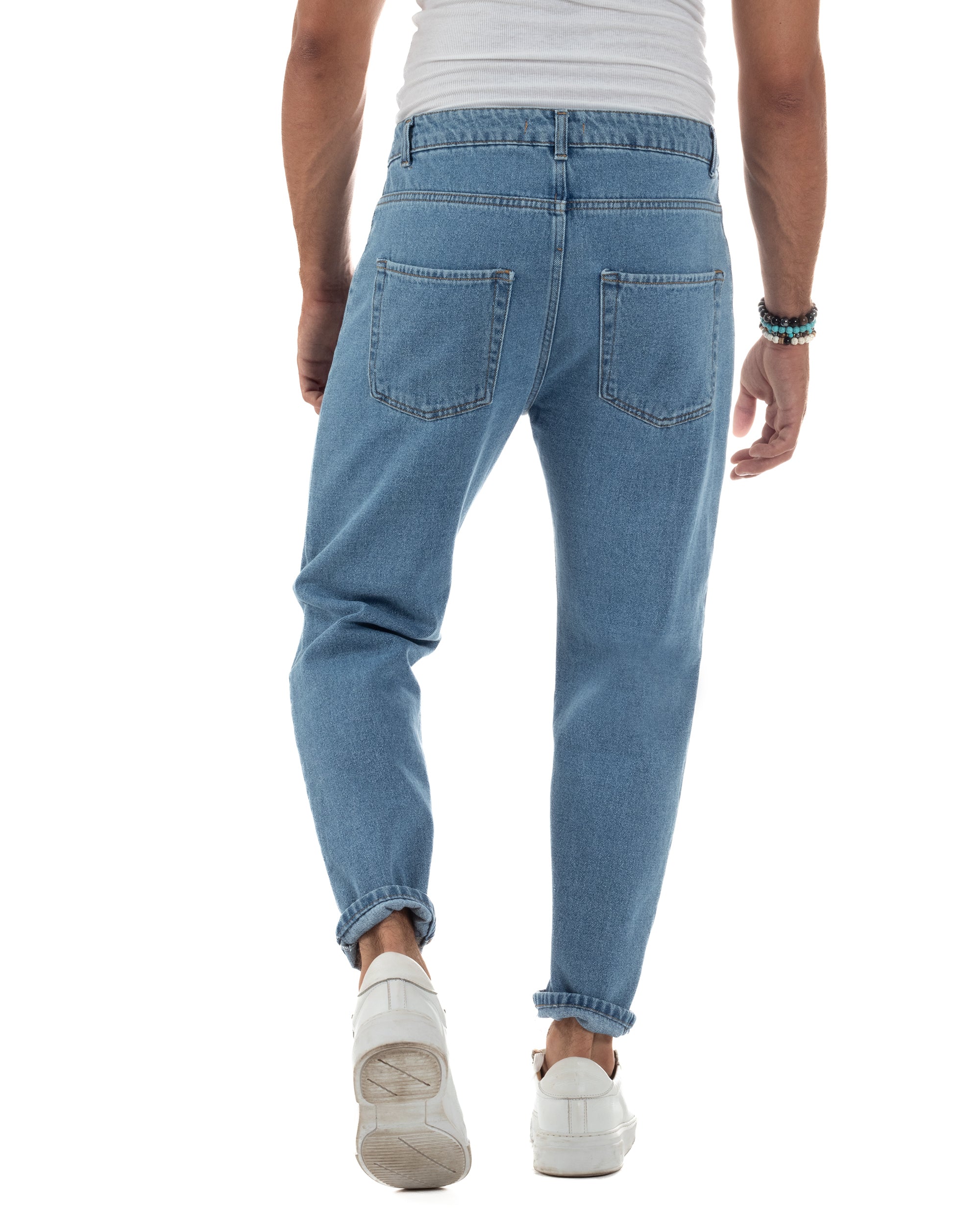 Herren-Jeans mit fünf Taschen, regulärer Passform und dezenten Rissen, Hellblau JS1126A