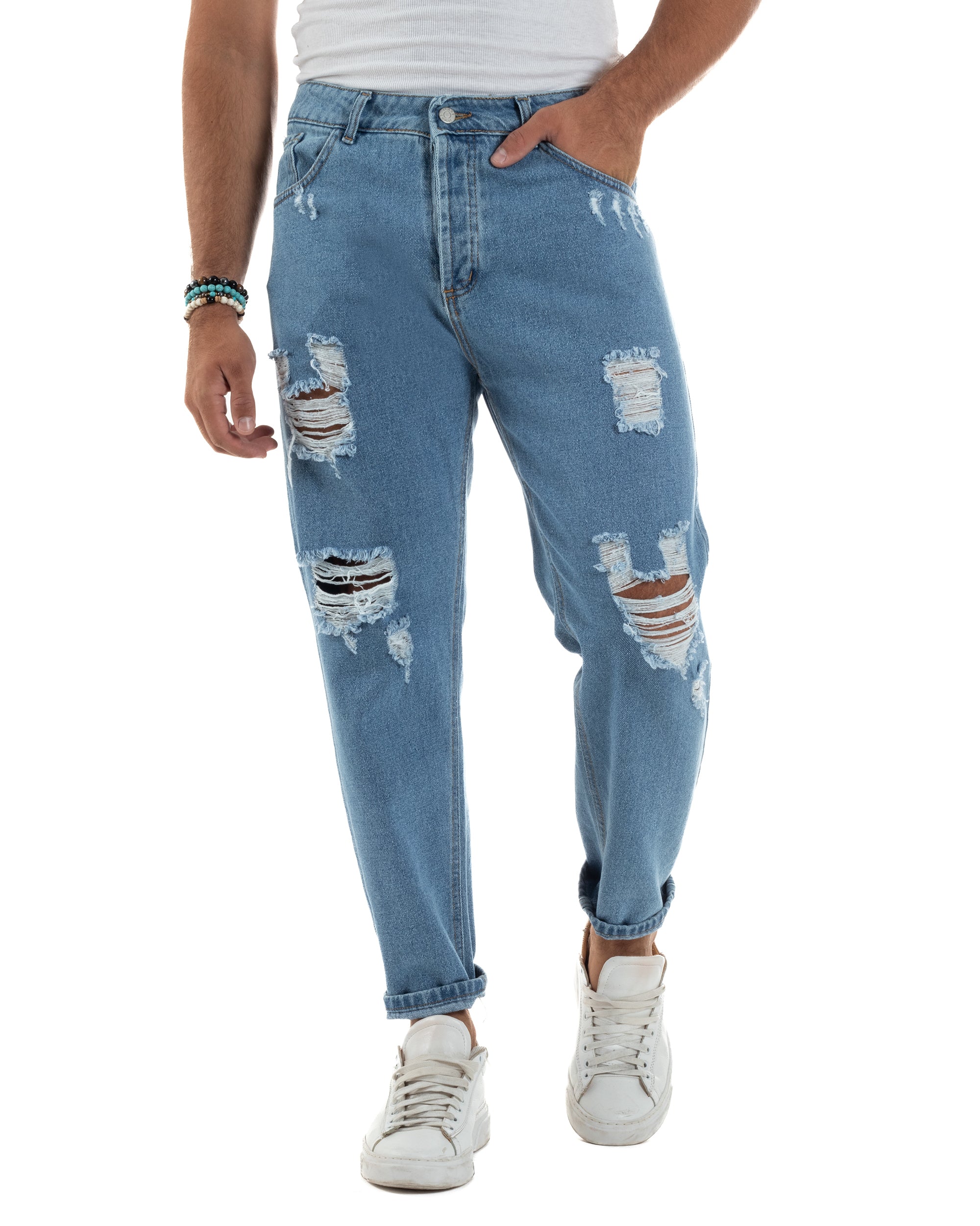 Jeans Regular Fit Rotture Basic Chiaro JS1126A