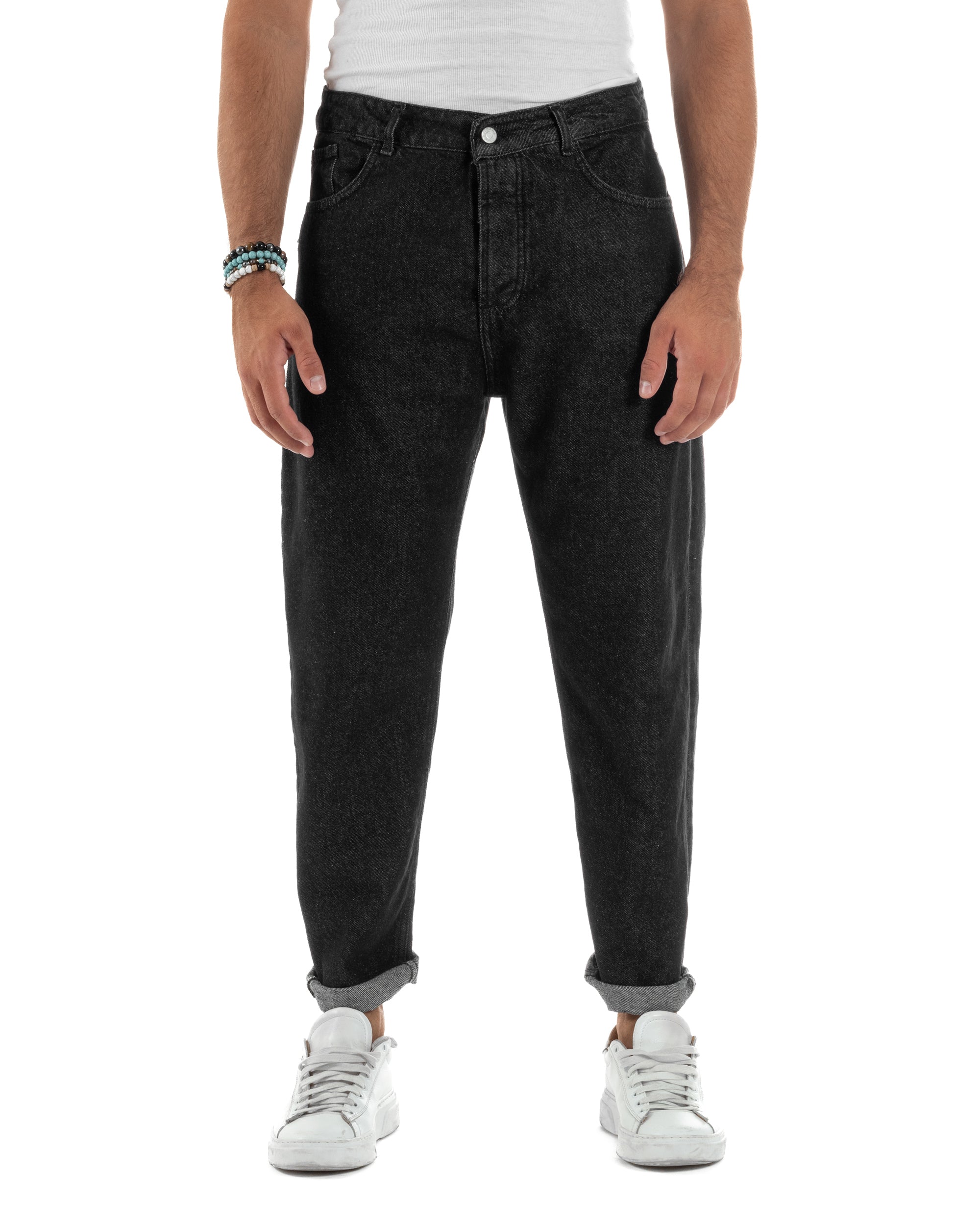 Jeans Uomo Cinque Tasche Regular Fit Basic Nero JS1127A