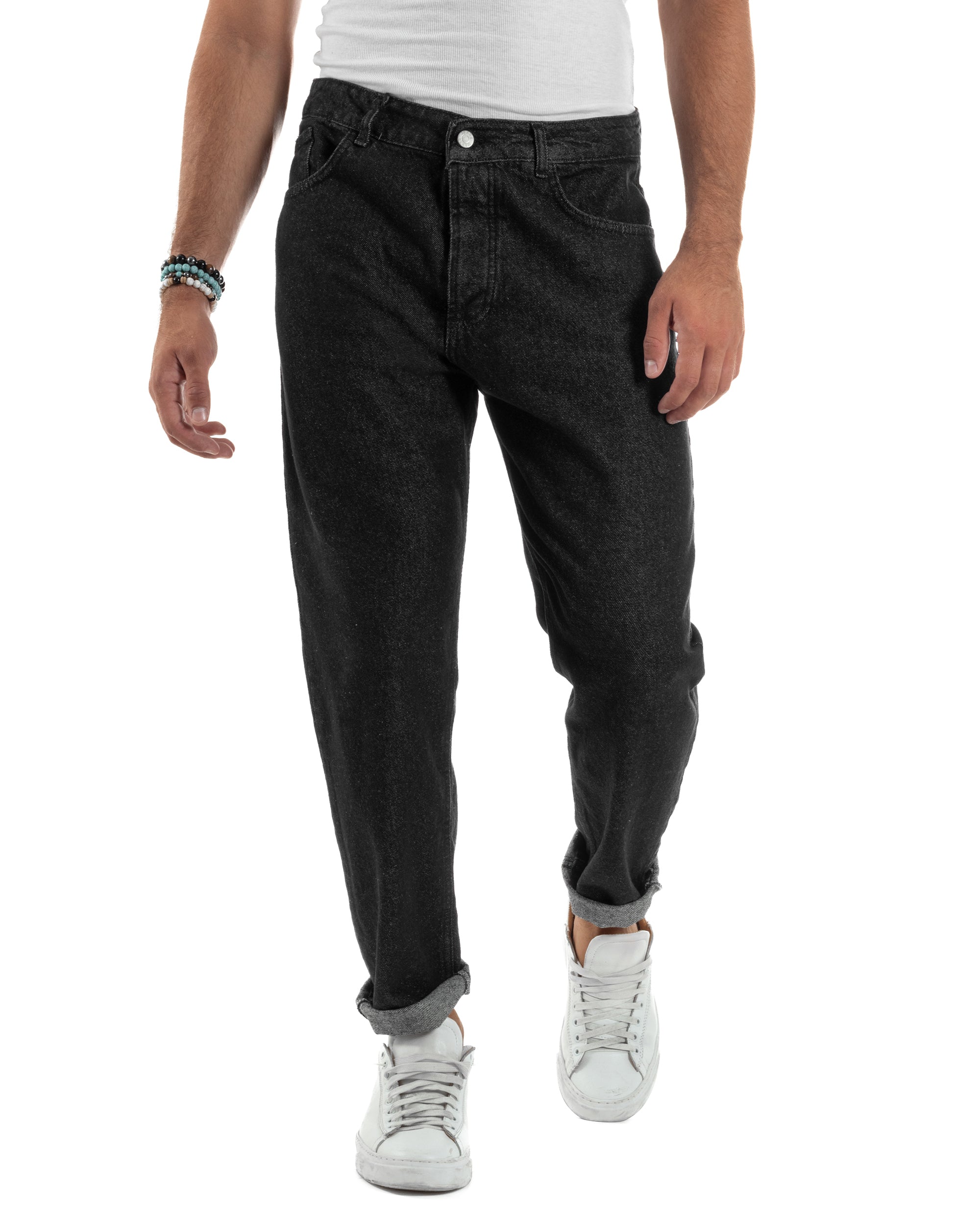 Jeans Uomo Cinque Tasche Regular Fit Basic Nero JS1127A