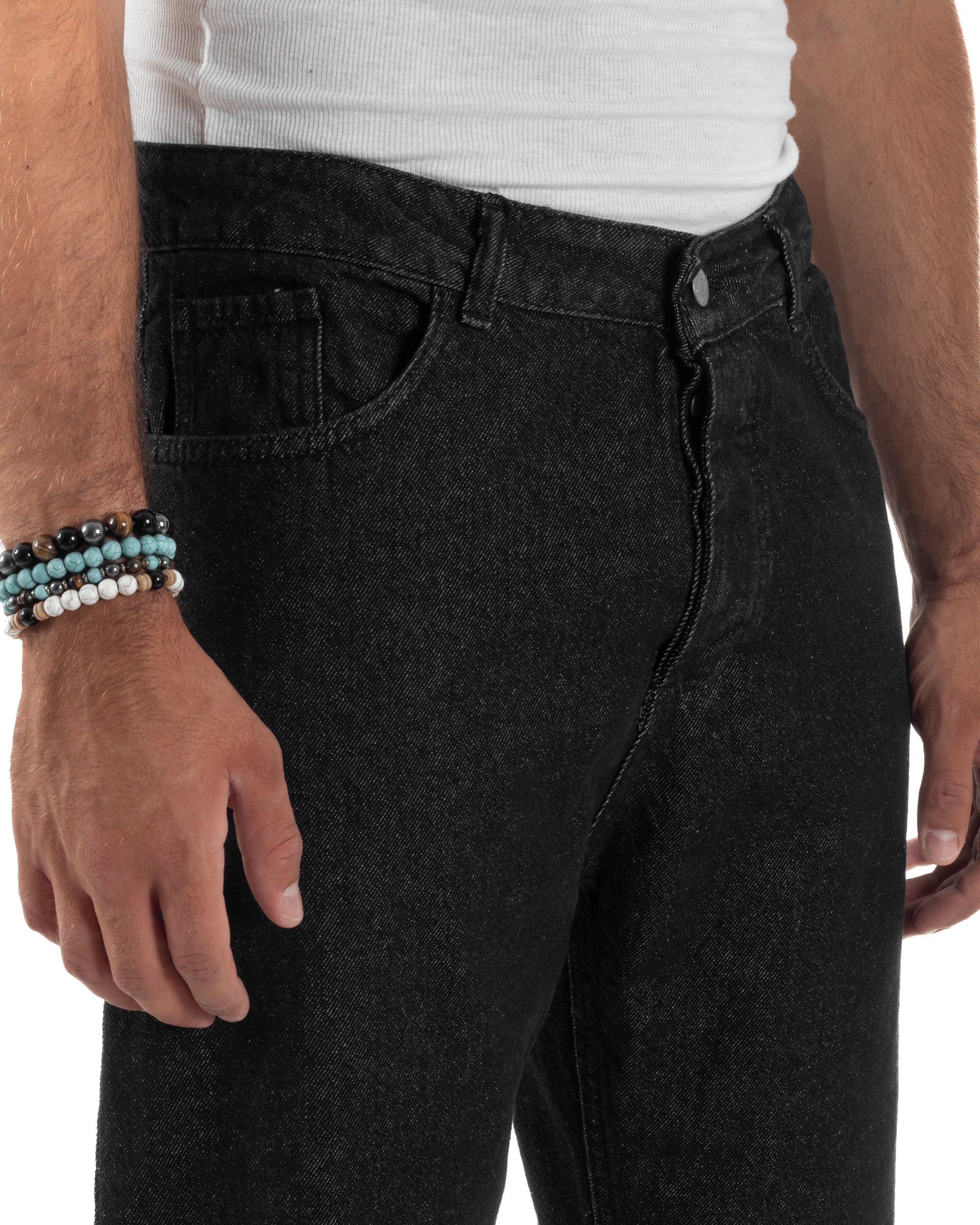 Jeans Uomo Cinque Tasche Regular Fit Basic Nero JS1127A