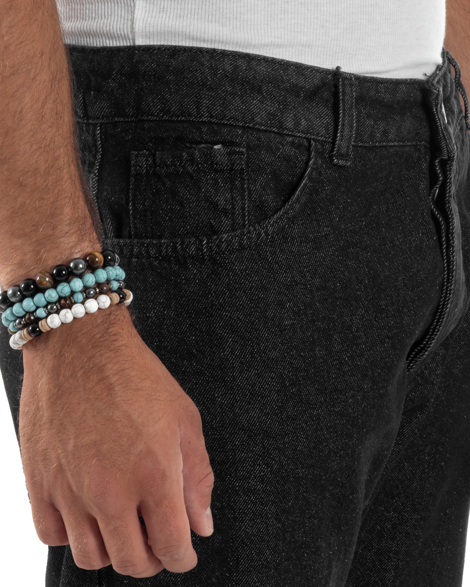 Jeans Regular Fit Denim Nero Taglio Ginocchio JS1137A