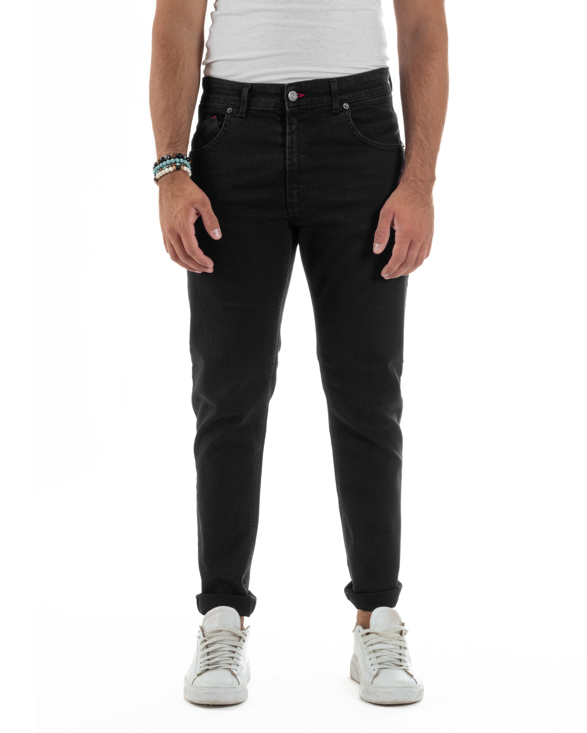 Jeans Skinny Fit Cinque Tasche Denim Nero JS1138A