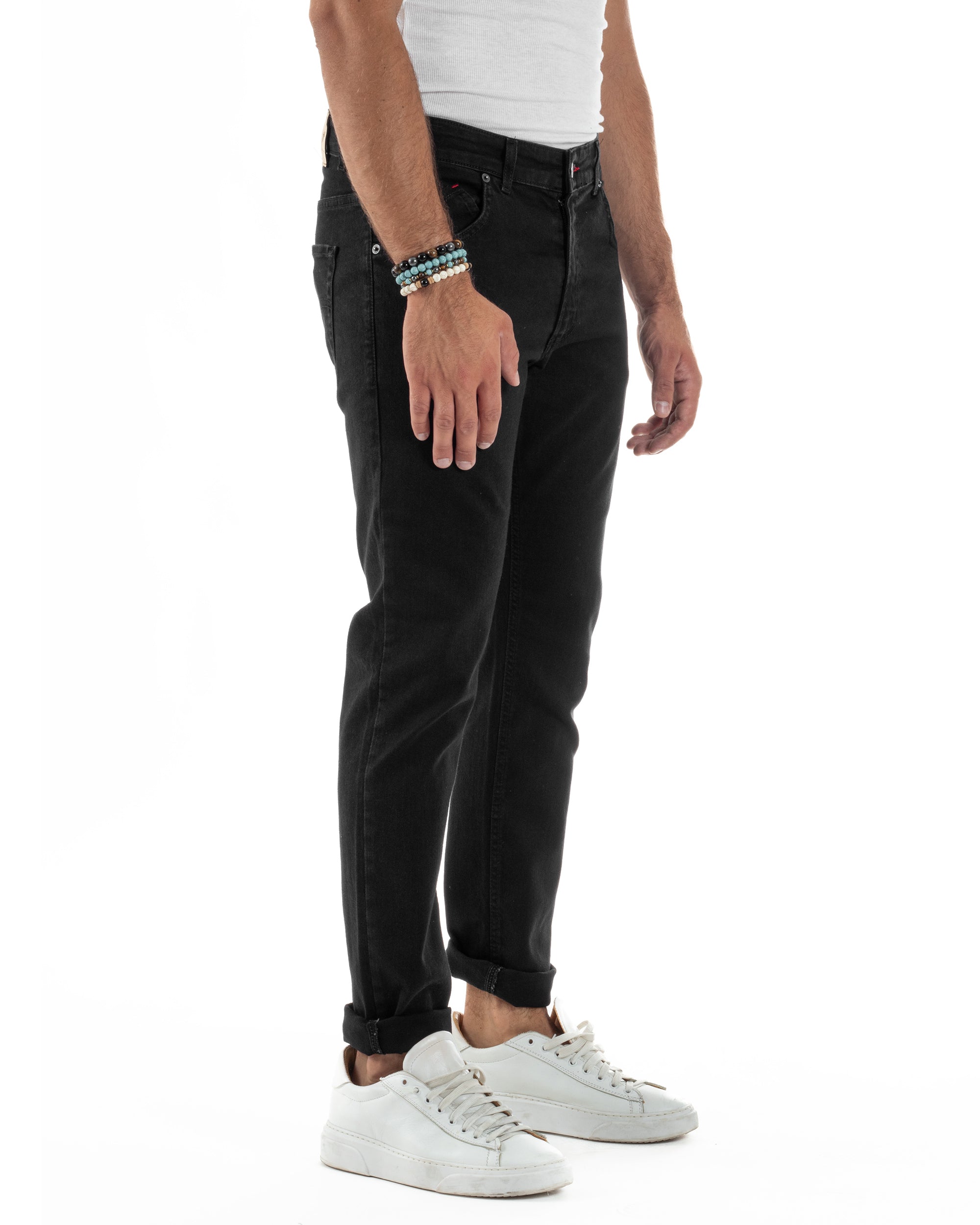 Jeans Skinny Fit Cinque Tasche Denim Nero JS1138A