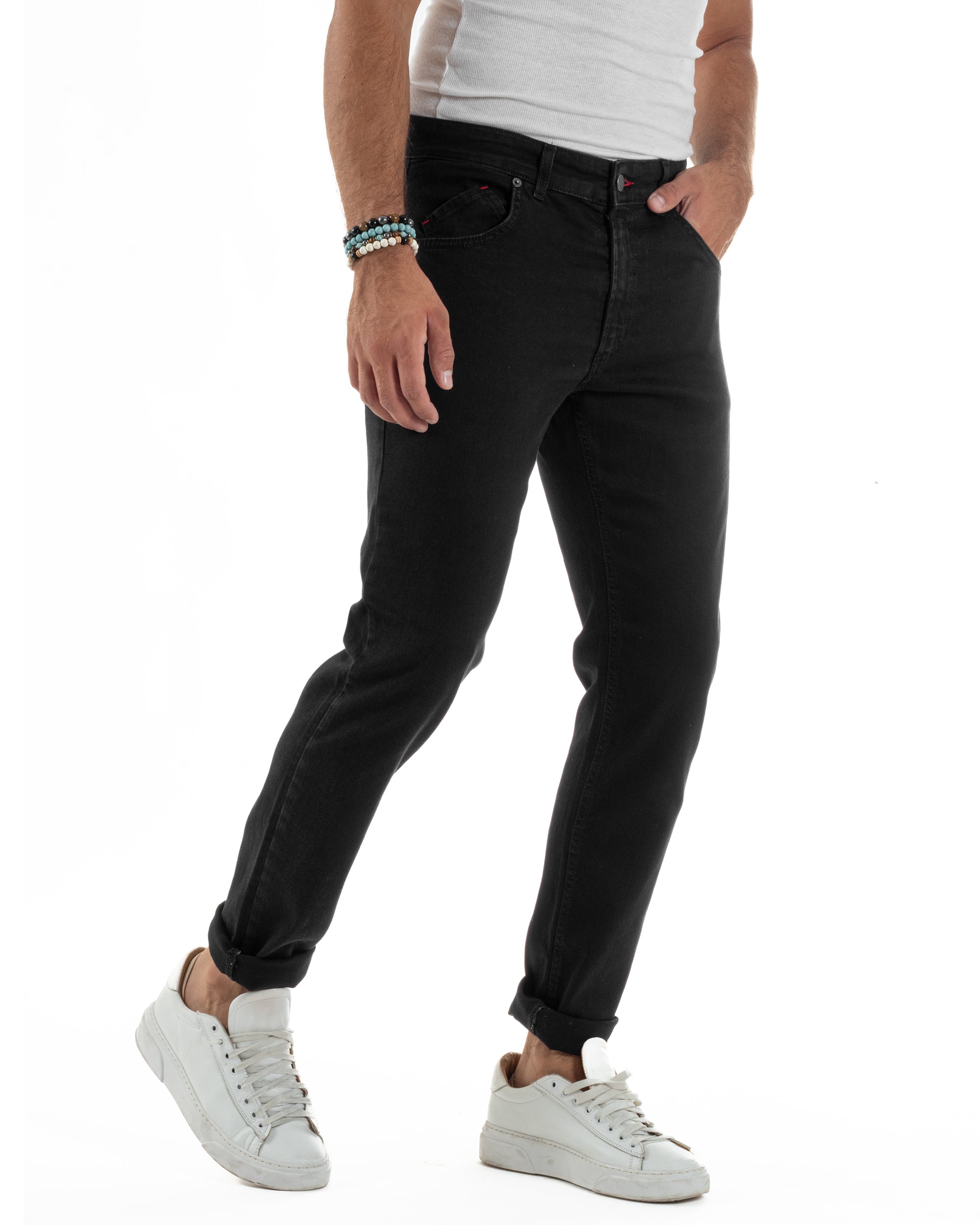 Jeans Skinny Fit Cinque Tasche Denim Nero JS1138A