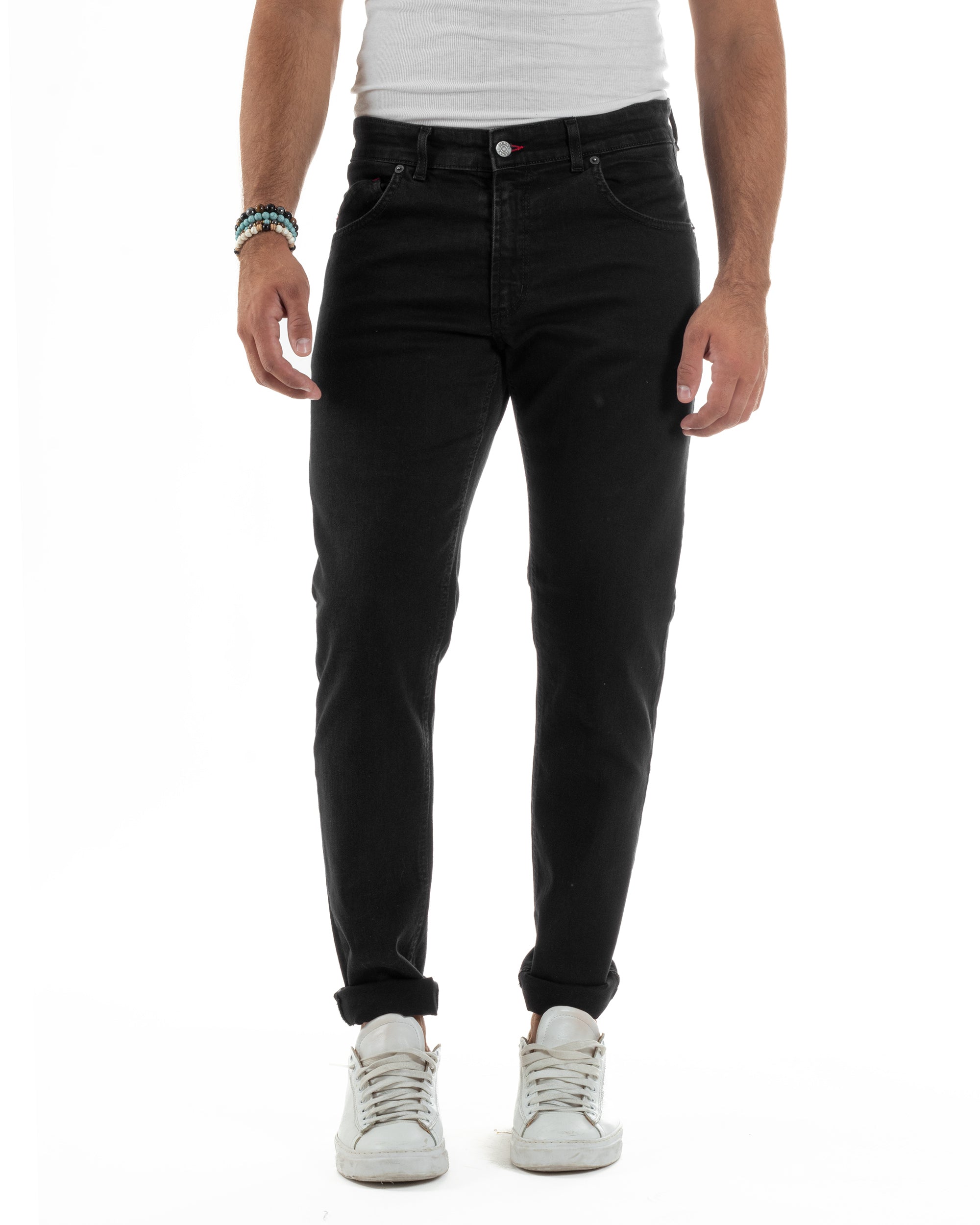 Jeans Skinny Fit Cinque Tasche Denim Nero JS1138A