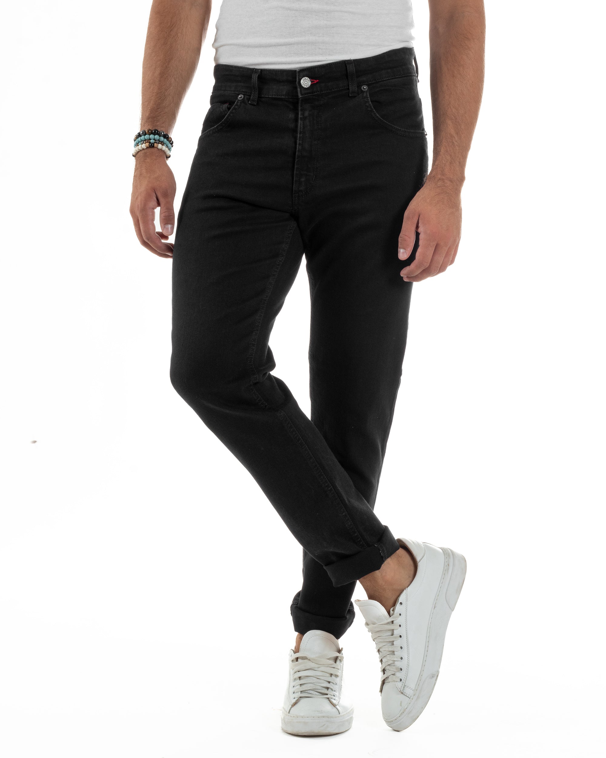 Jeans Skinny Fit Cinque Tasche Denim Nero JS1138A