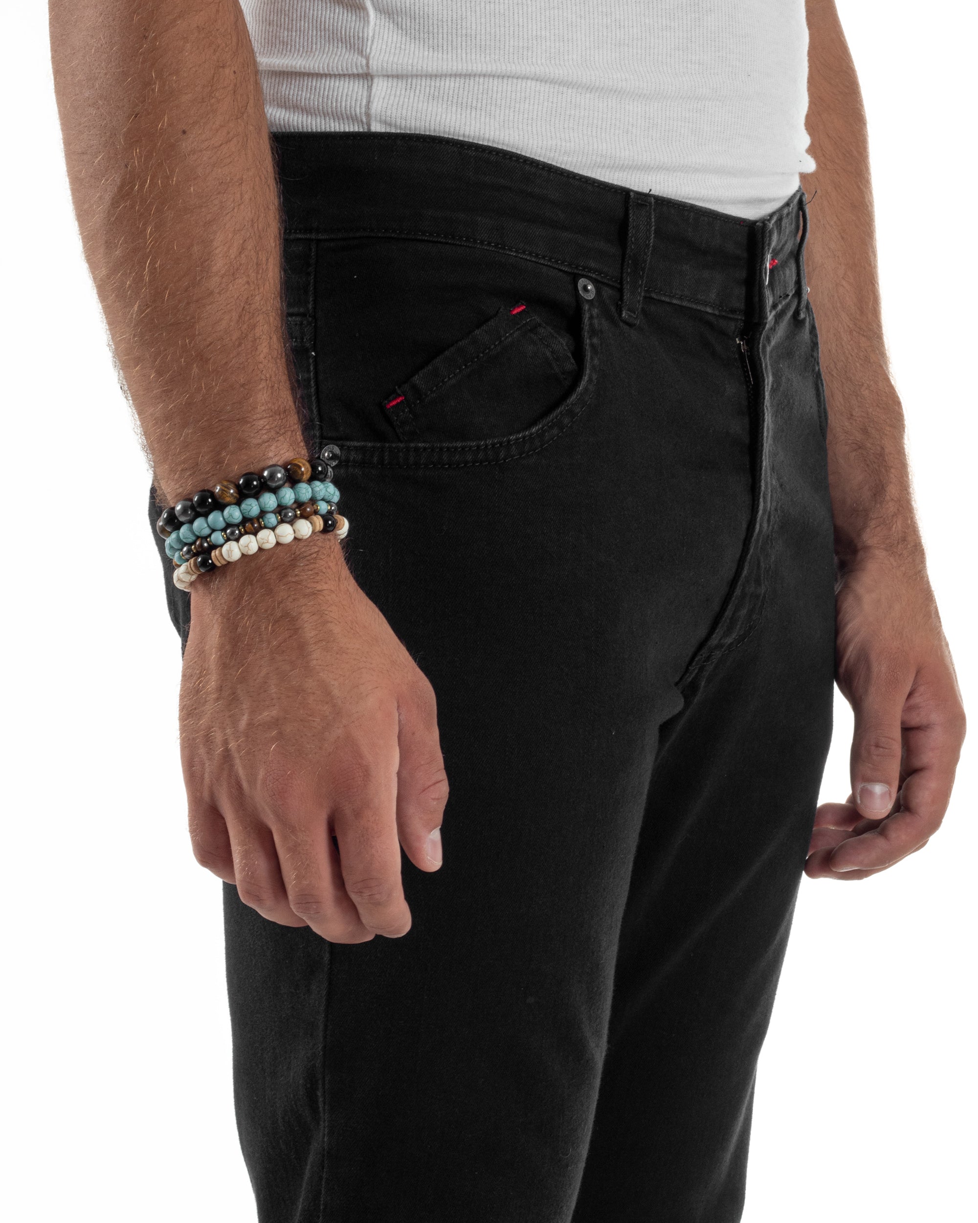 Jeans Skinny Fit Cinque Tasche Denim Nero JS1138A