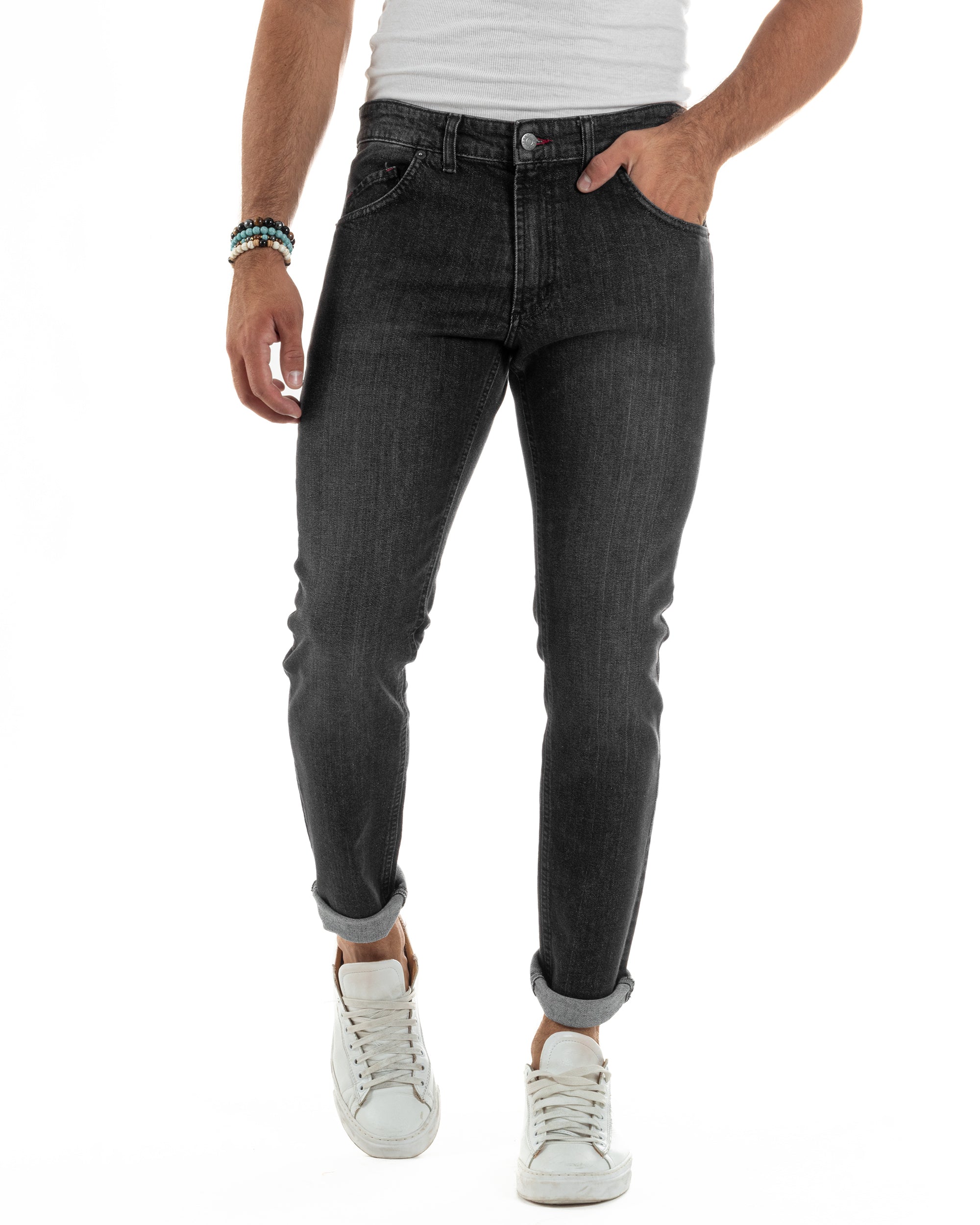 Jeans Skinny Fit Cinque Tasche Denim Grigio JS1140A