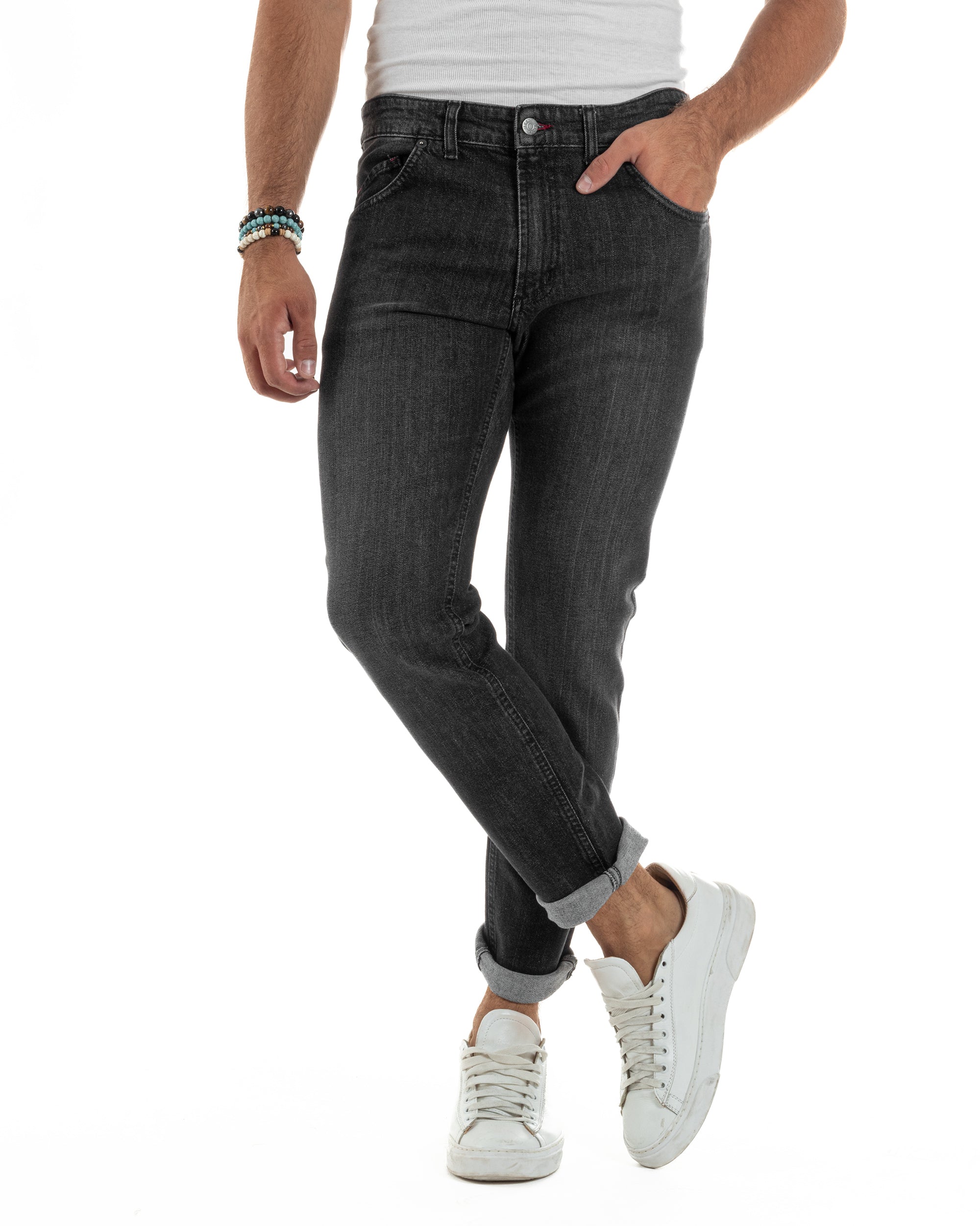 Jeans Skinny Fit Cinque Tasche Denim Grigio JS1140A