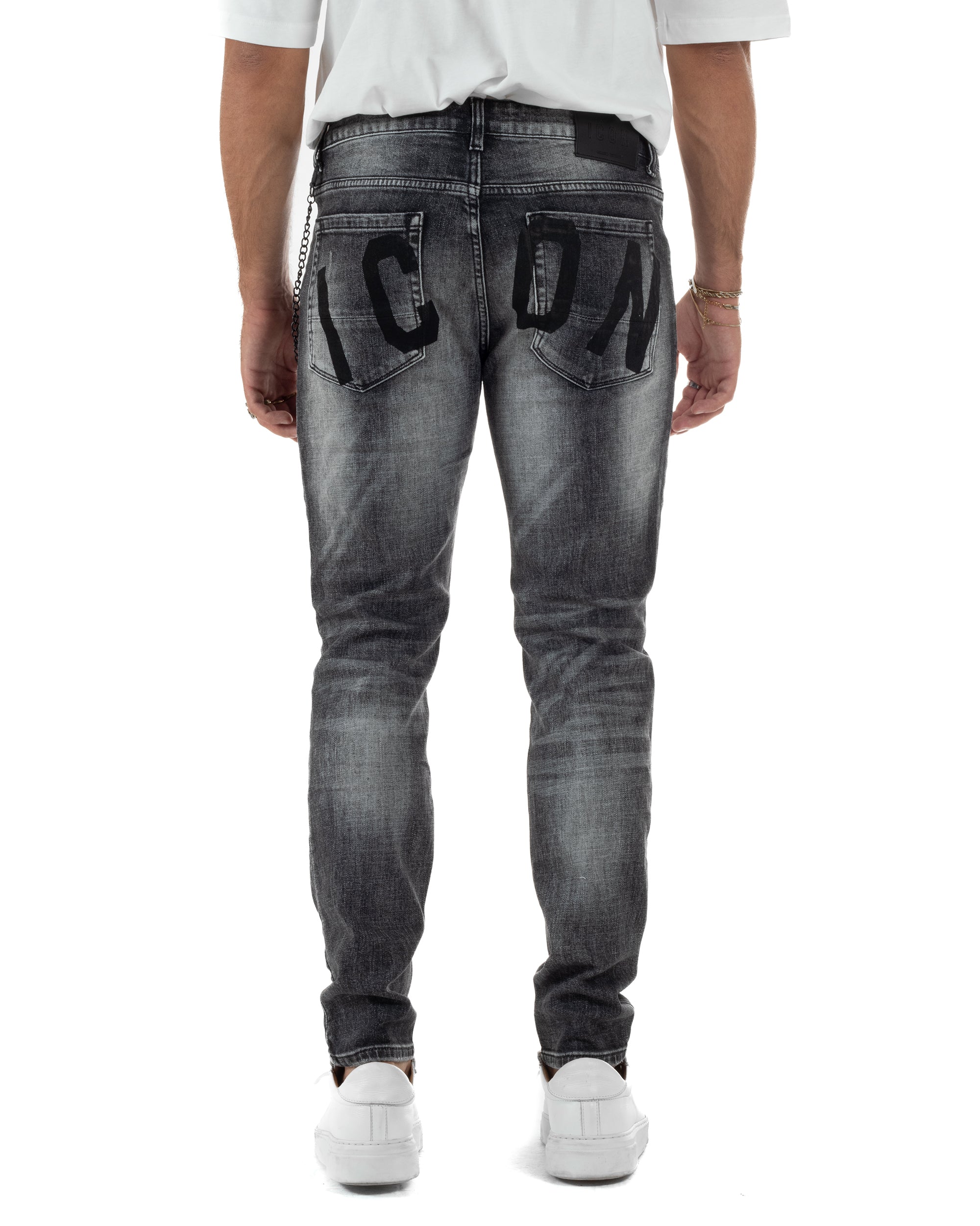 Jeans Uomo Slim Fit Grigio Sfumato Rotture ICON ICUF2W6D006