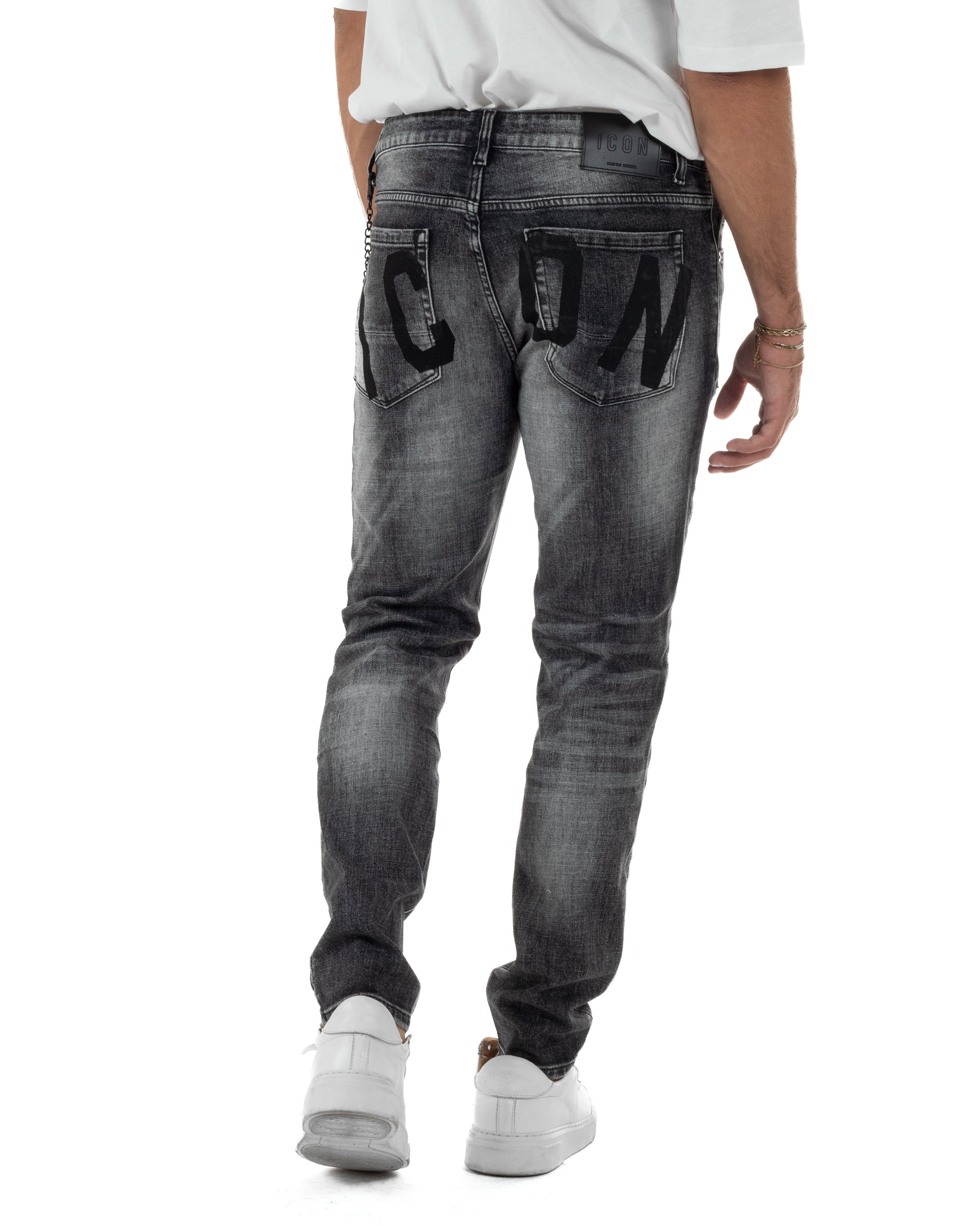 Jeans Uomo Slim Fit Grigio Sfumato Rotture ICON ICUF2W6D006