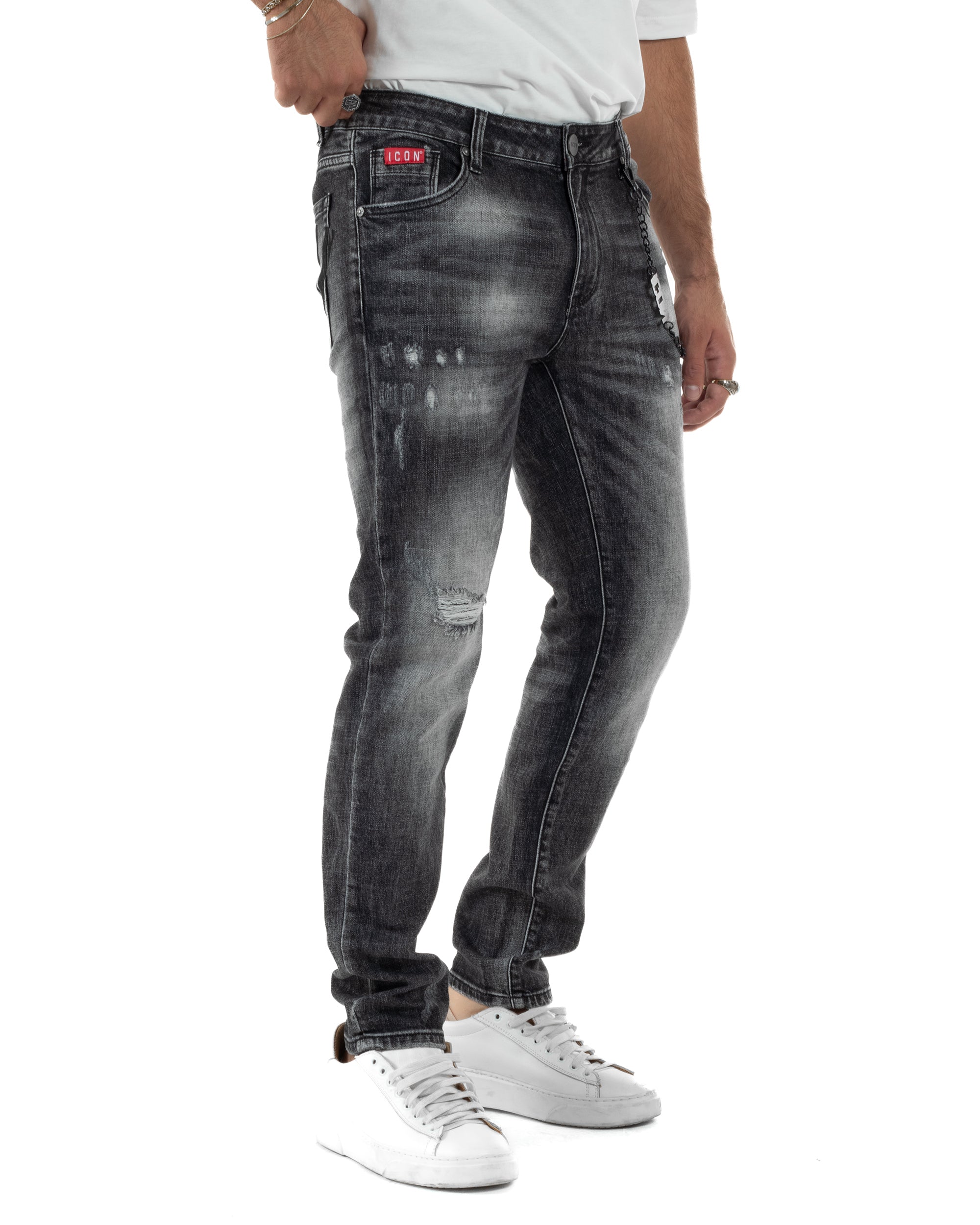 Jeans Uomo Slim Fit Grigio Sfumato Rotture ICON ICUF2W6D006