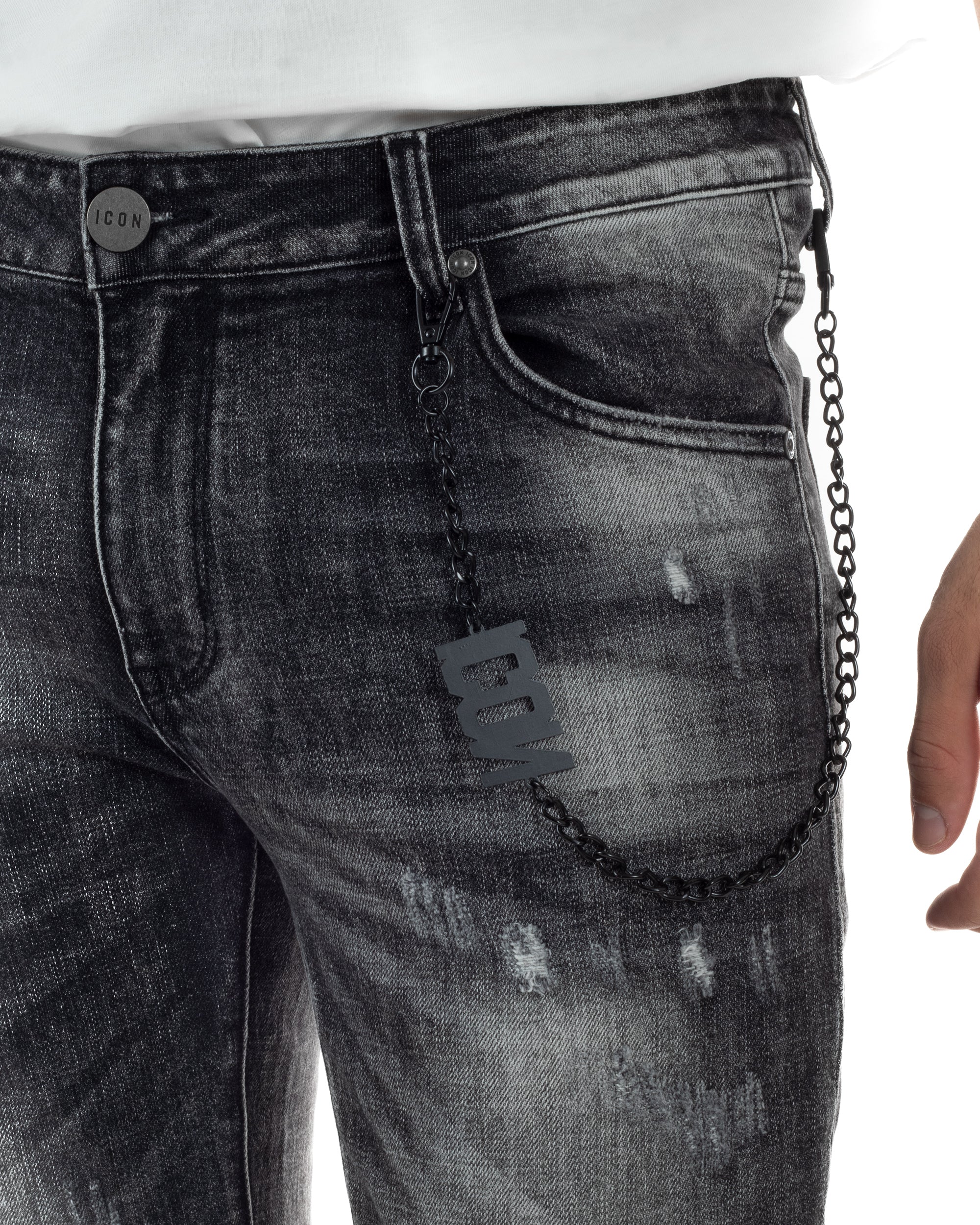 Jeans Uomo Slim Fit Grigio Sfumato Rotture ICON ICUF2W6D006