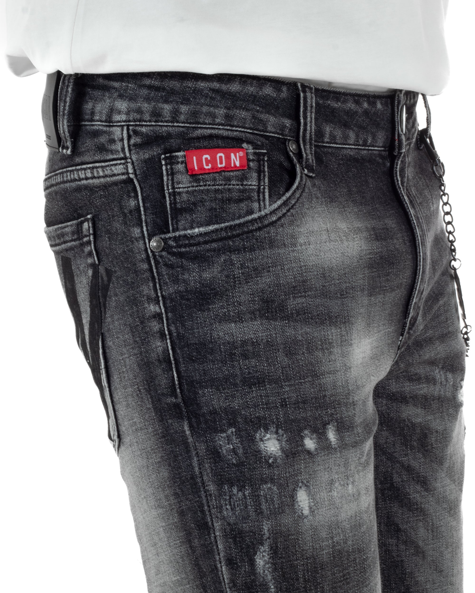 Jeans Uomo Slim Fit Grigio Sfumato Rotture ICON ICUF2W6D006