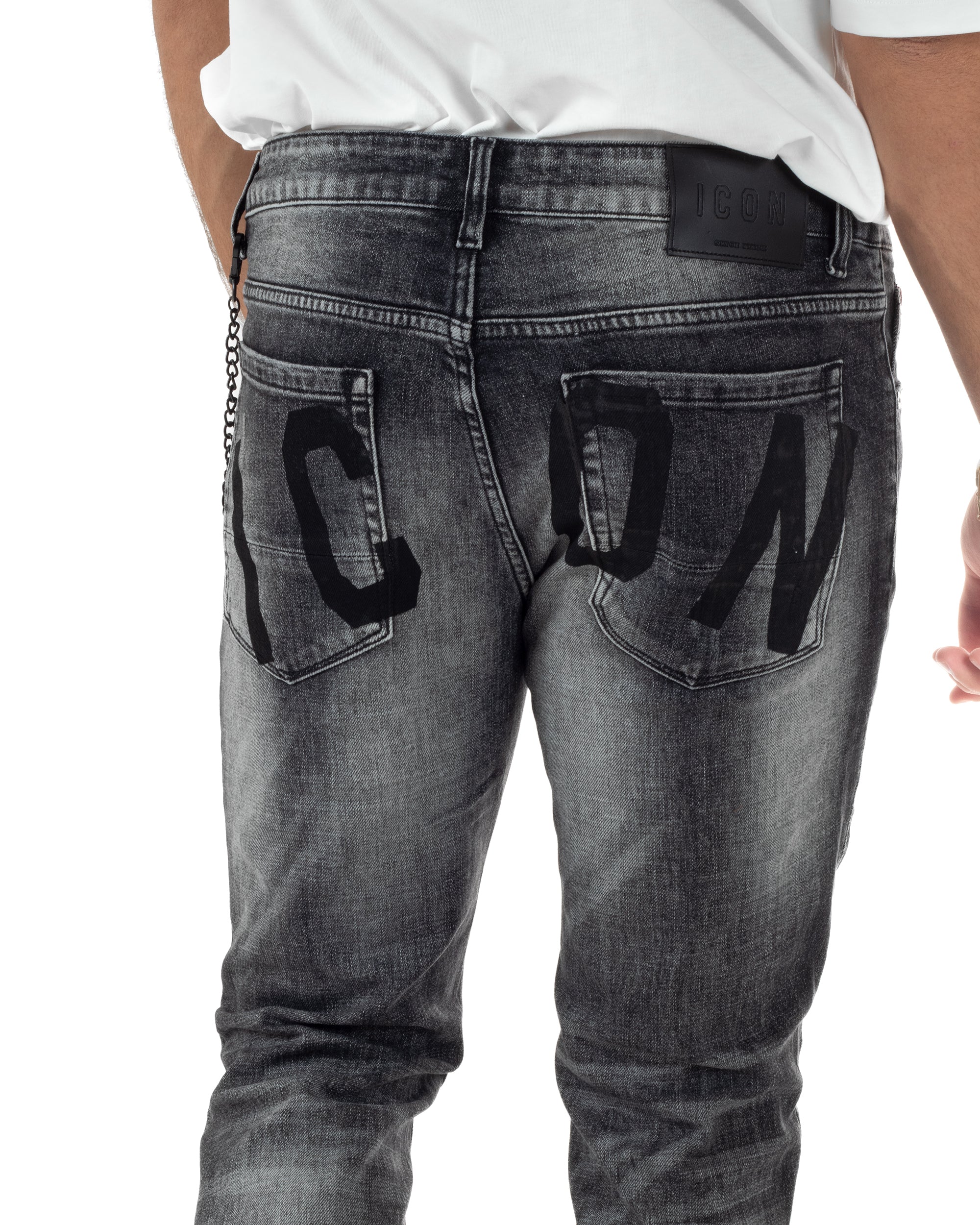 Jeans Uomo Slim Fit Grigio Sfumato Rotture ICON ICUF2W6D006