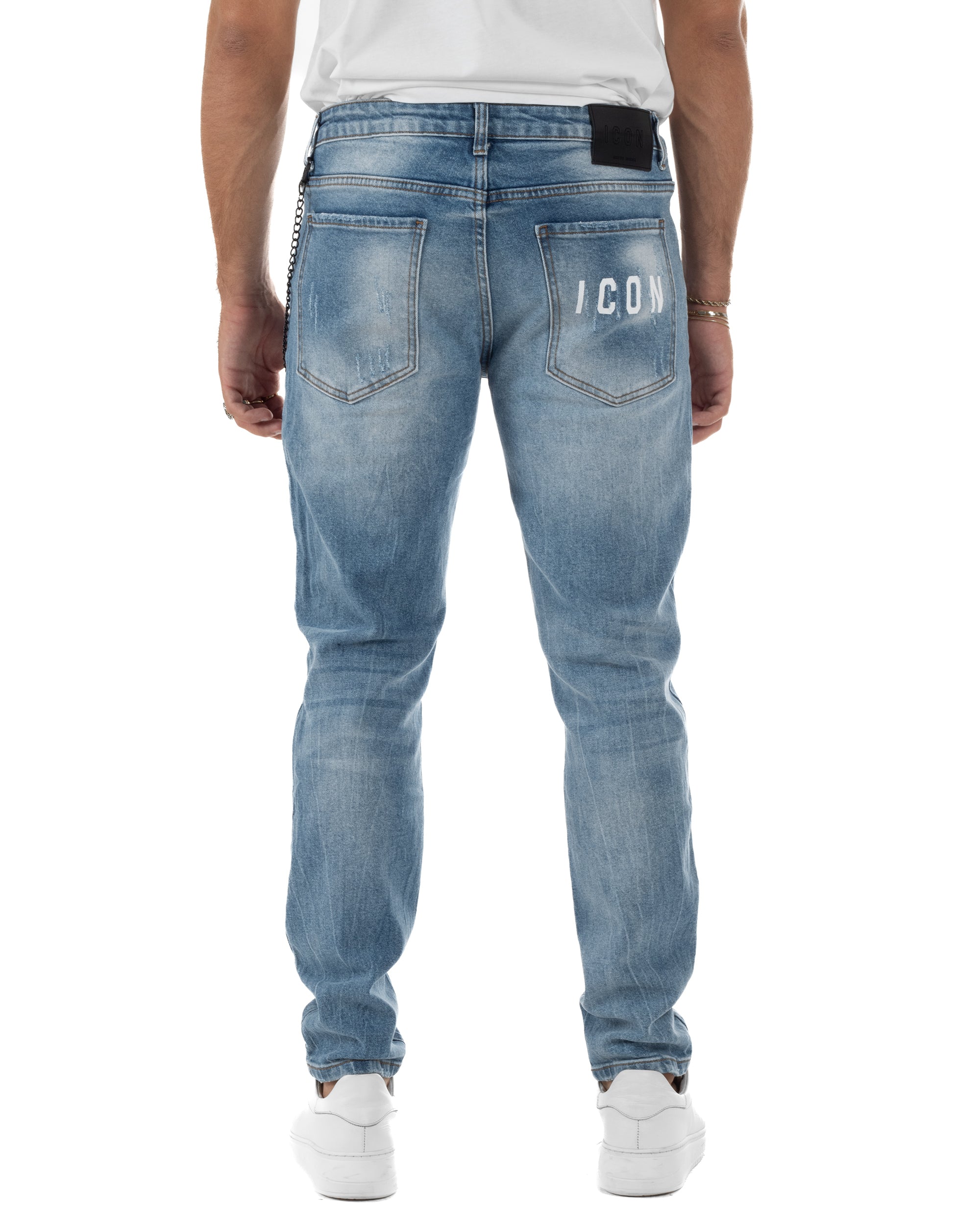 Jeans Uomo Slim Fit Denim Chiaro Sfumato Rotture ICON ICUF2W6D012