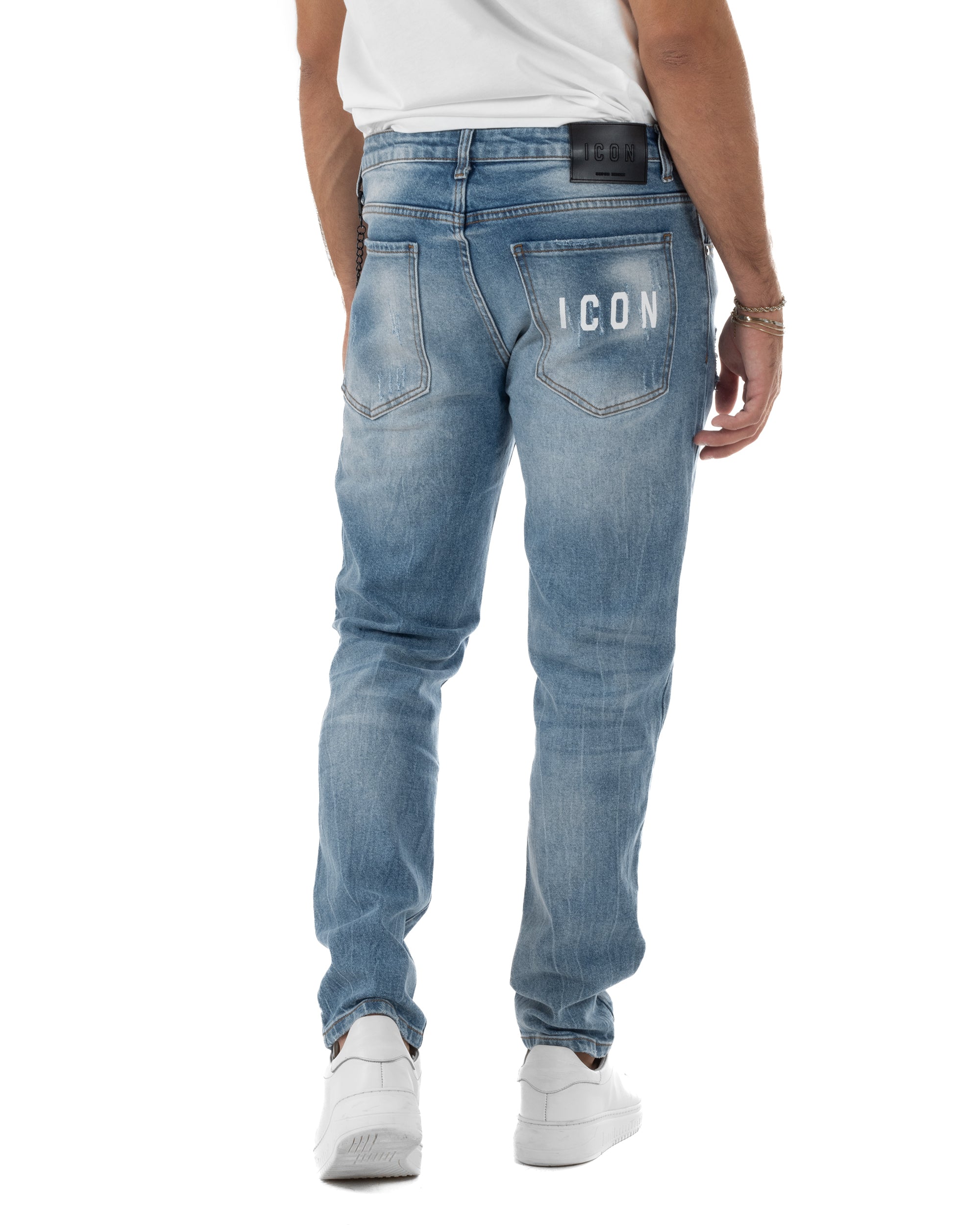 Jeans Uomo Slim Fit Denim Chiaro Sfumato Rotture ICON ICUF2W6D012