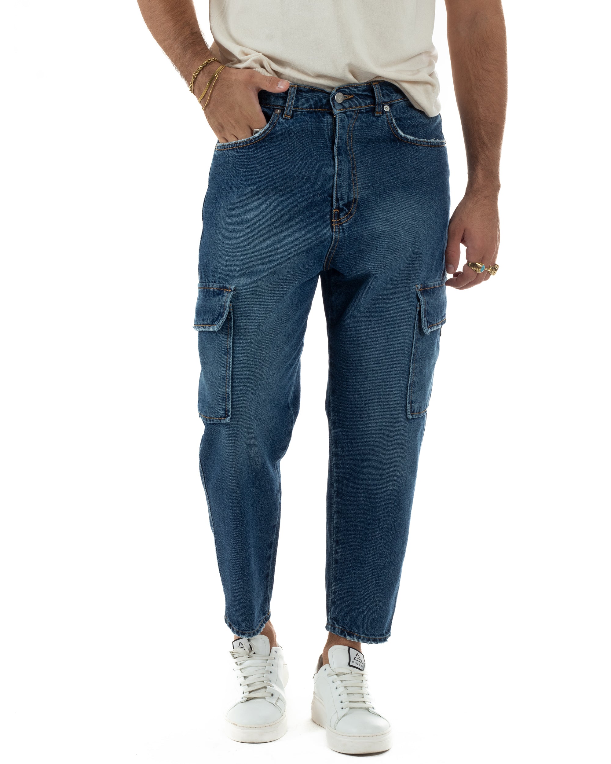 Jeans Cargo Denim Scuro BlackSunday JS1148A