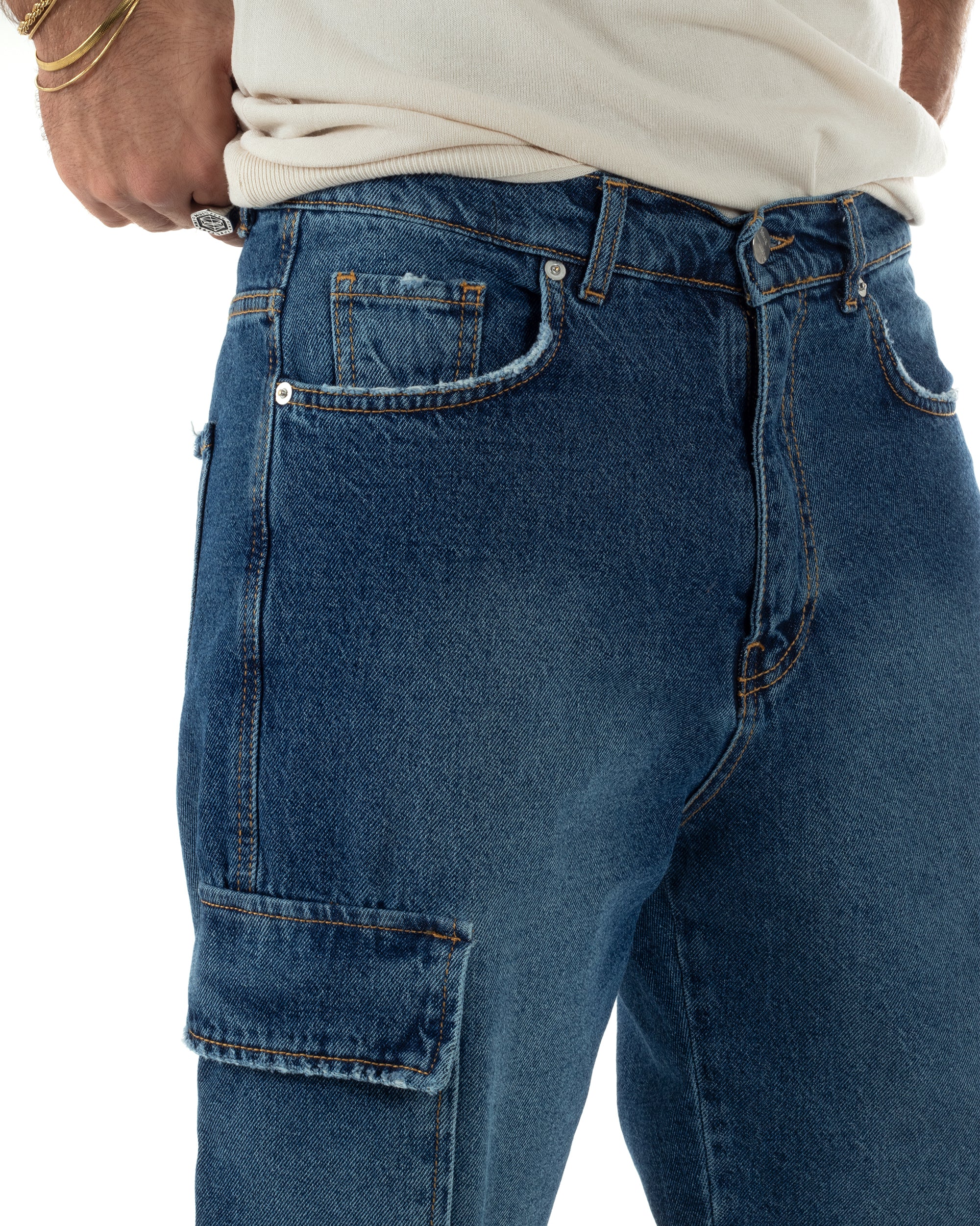 Jeans Cargo Denim Scuro BlackSunday JS1148A