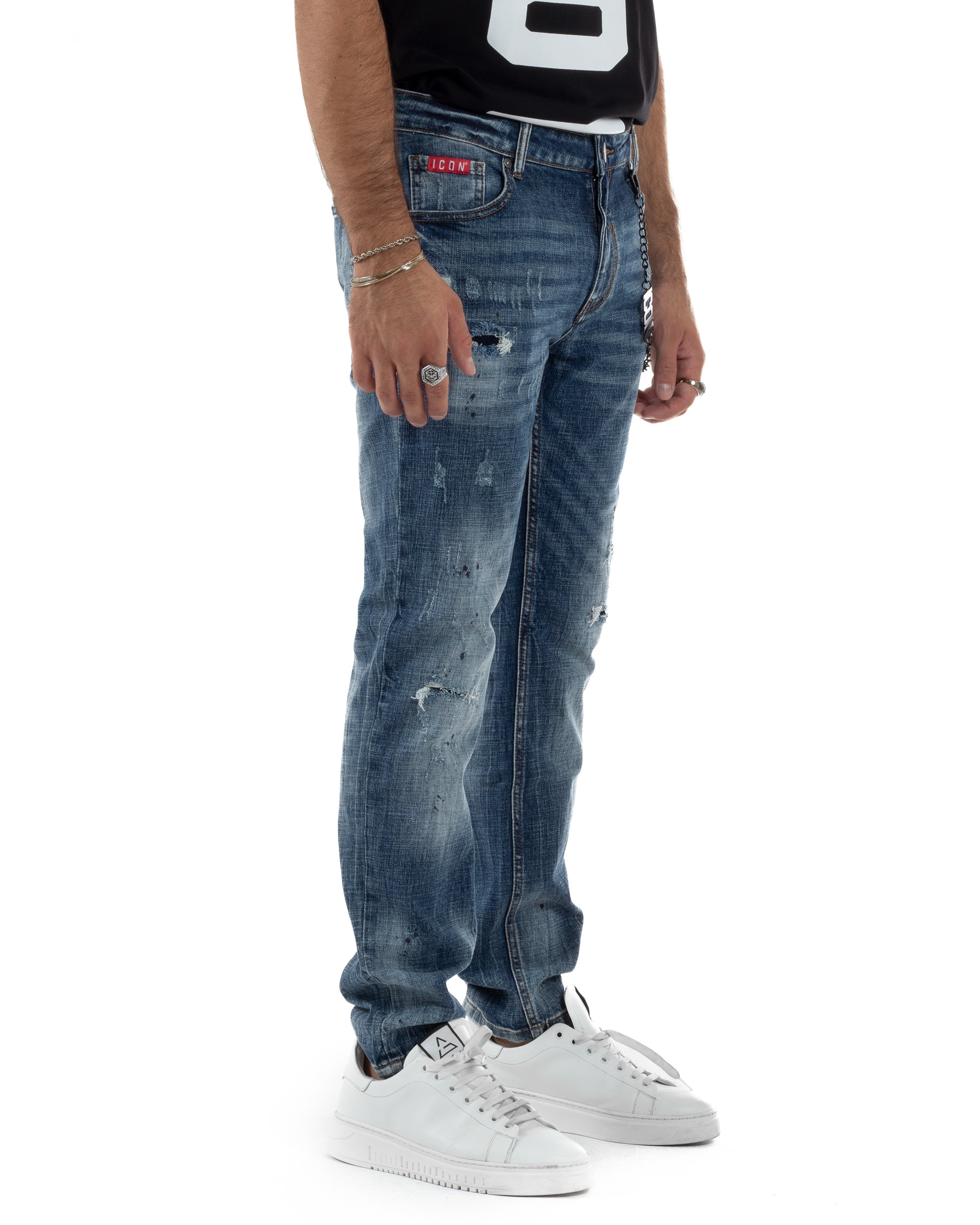 Jeans Uomo Slim Fit Denim Sfumato Rotture ICON ICUF2W6D018