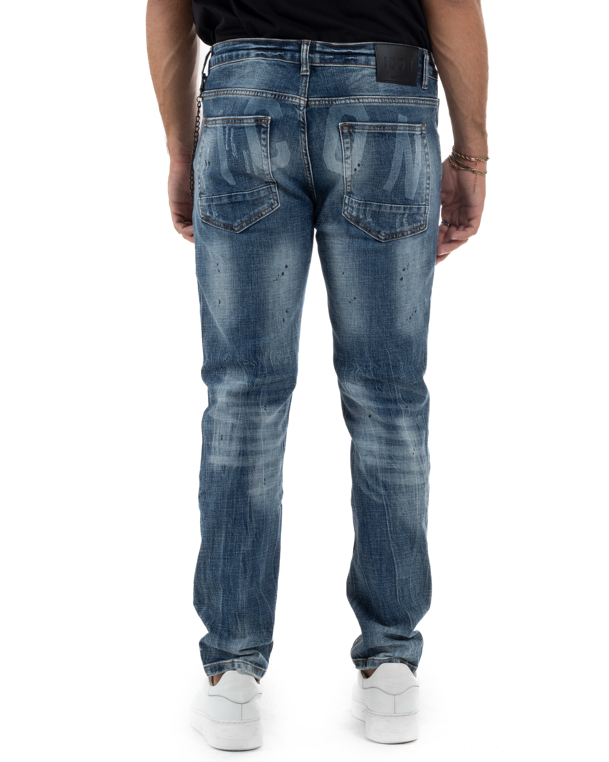 Jeans Uomo Slim Fit Denim Sfumato Rotture ICON ICUF2W6D018