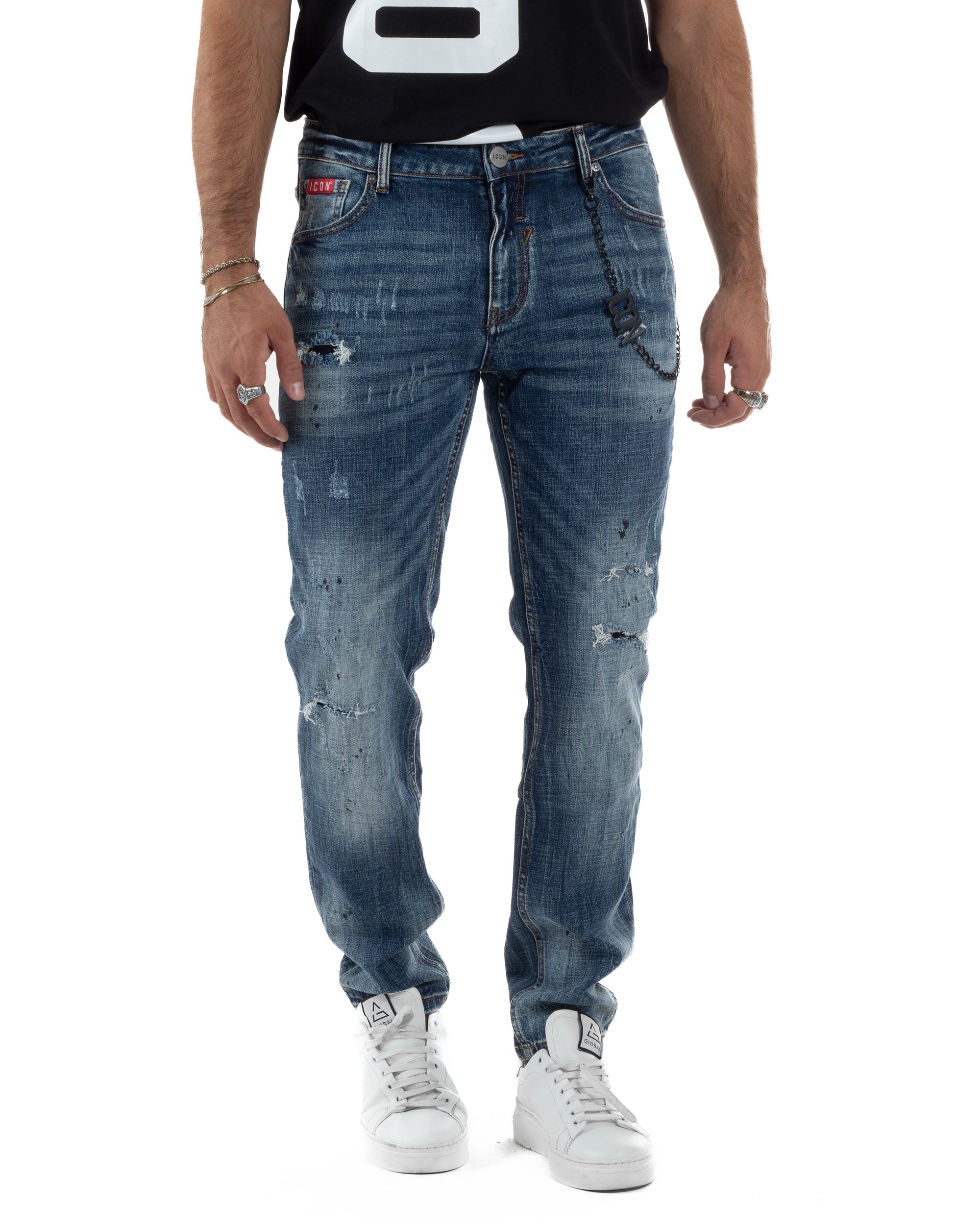 Jeans Uomo Slim Fit Denim Sfumato Rotture ICON ICUF2W6D018