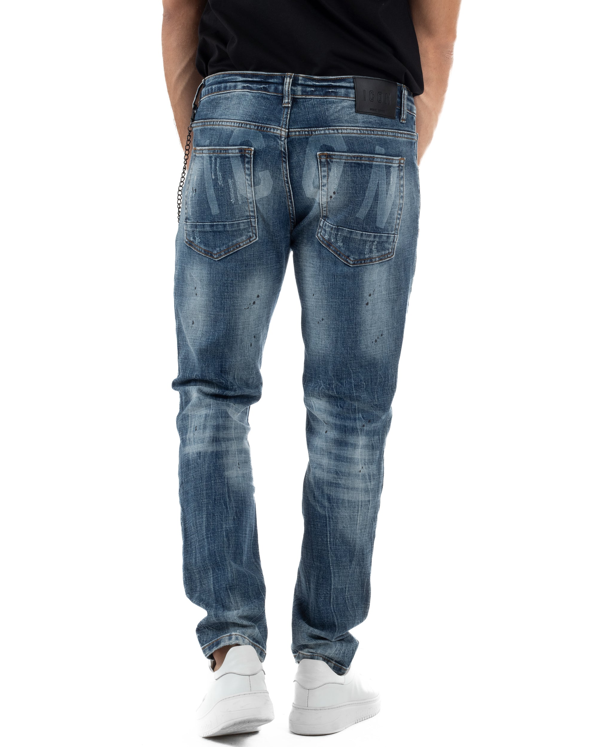 Jeans Uomo Slim Fit Denim Sfumato Rotture ICON ICUF2W6D018