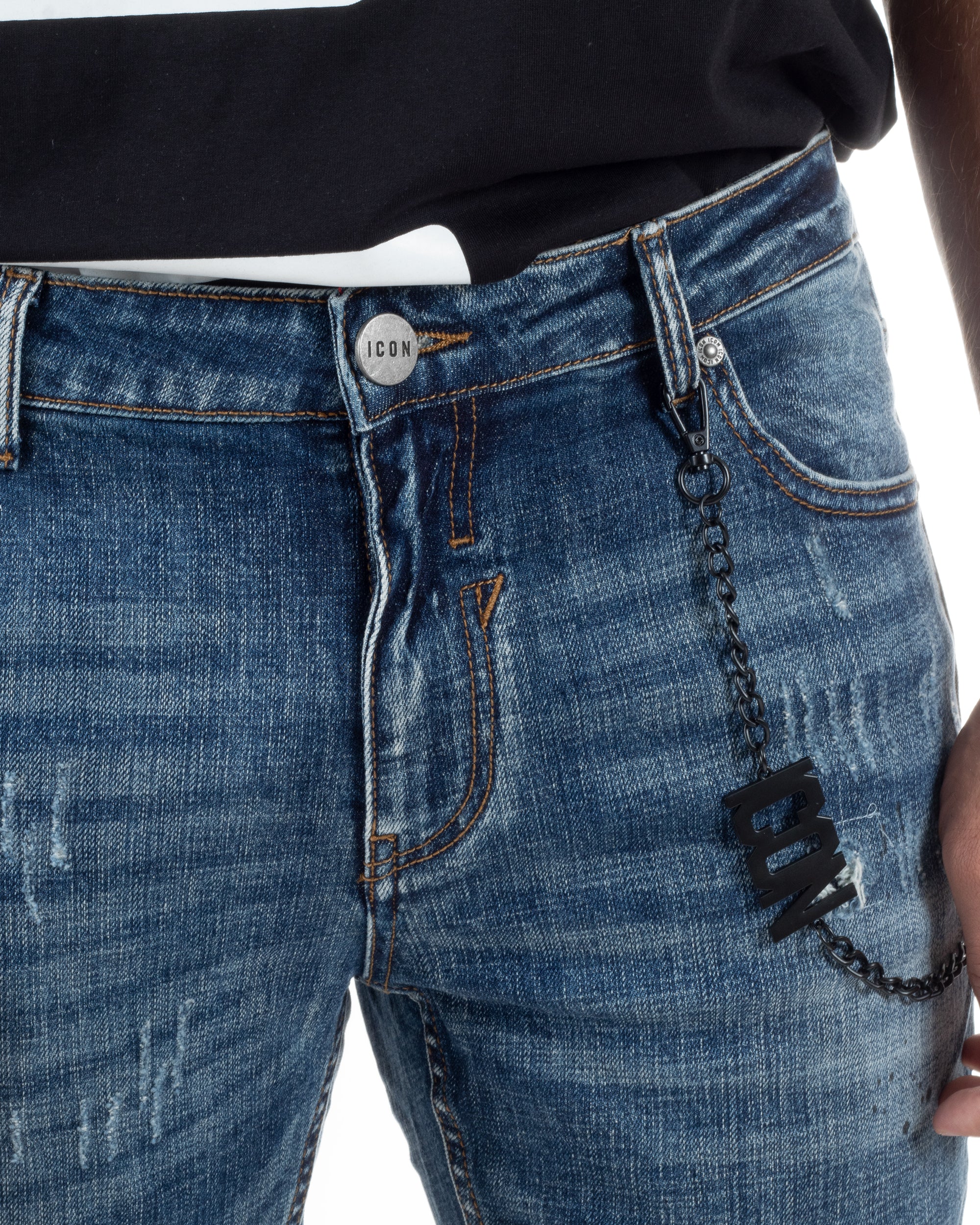 Jeans Uomo Slim Fit Denim Sfumato Rotture ICON ICUF2W6D018