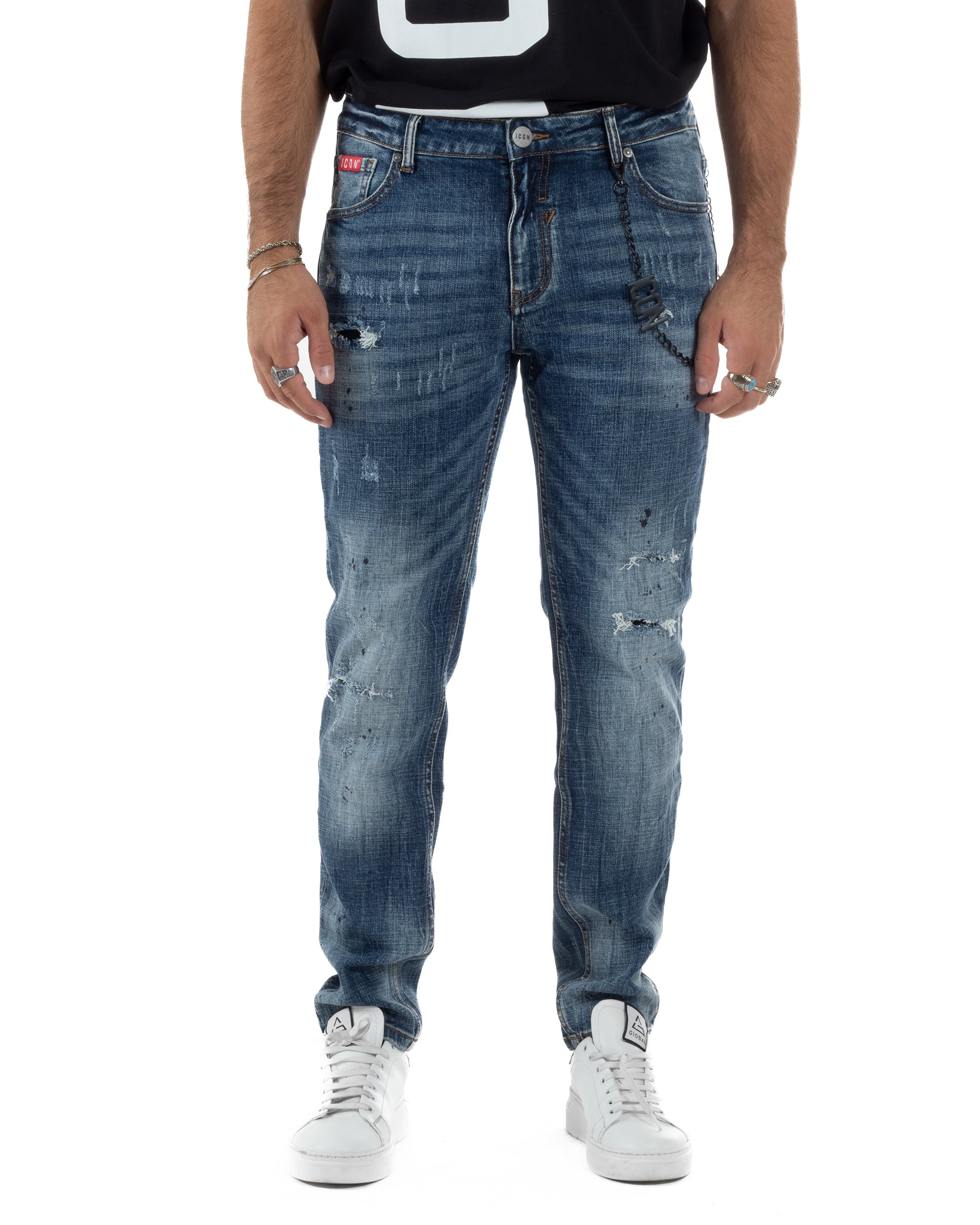 Jeans Uomo Slim Fit Denim Sfumato Rotture ICON ICUF2W6D018