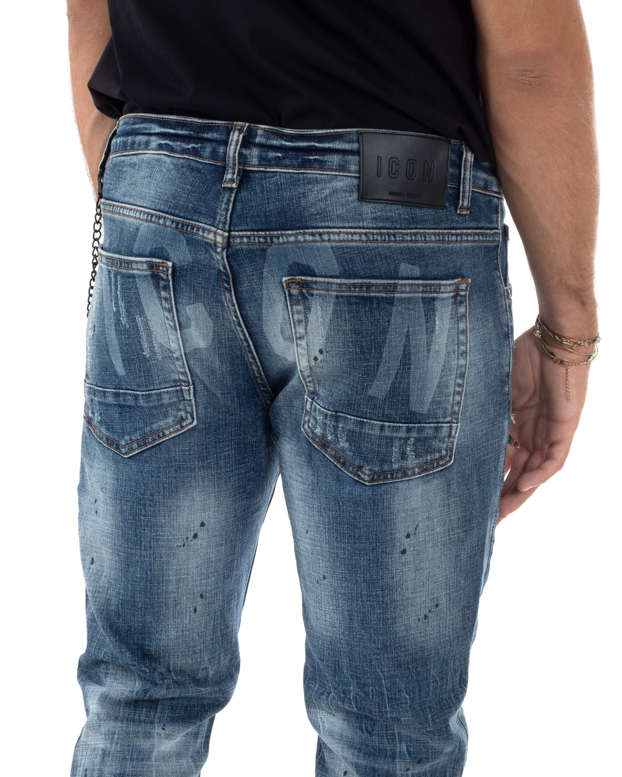 Jeans Uomo Slim Fit Denim Sfumato Rotture ICON ICUF2W6D018