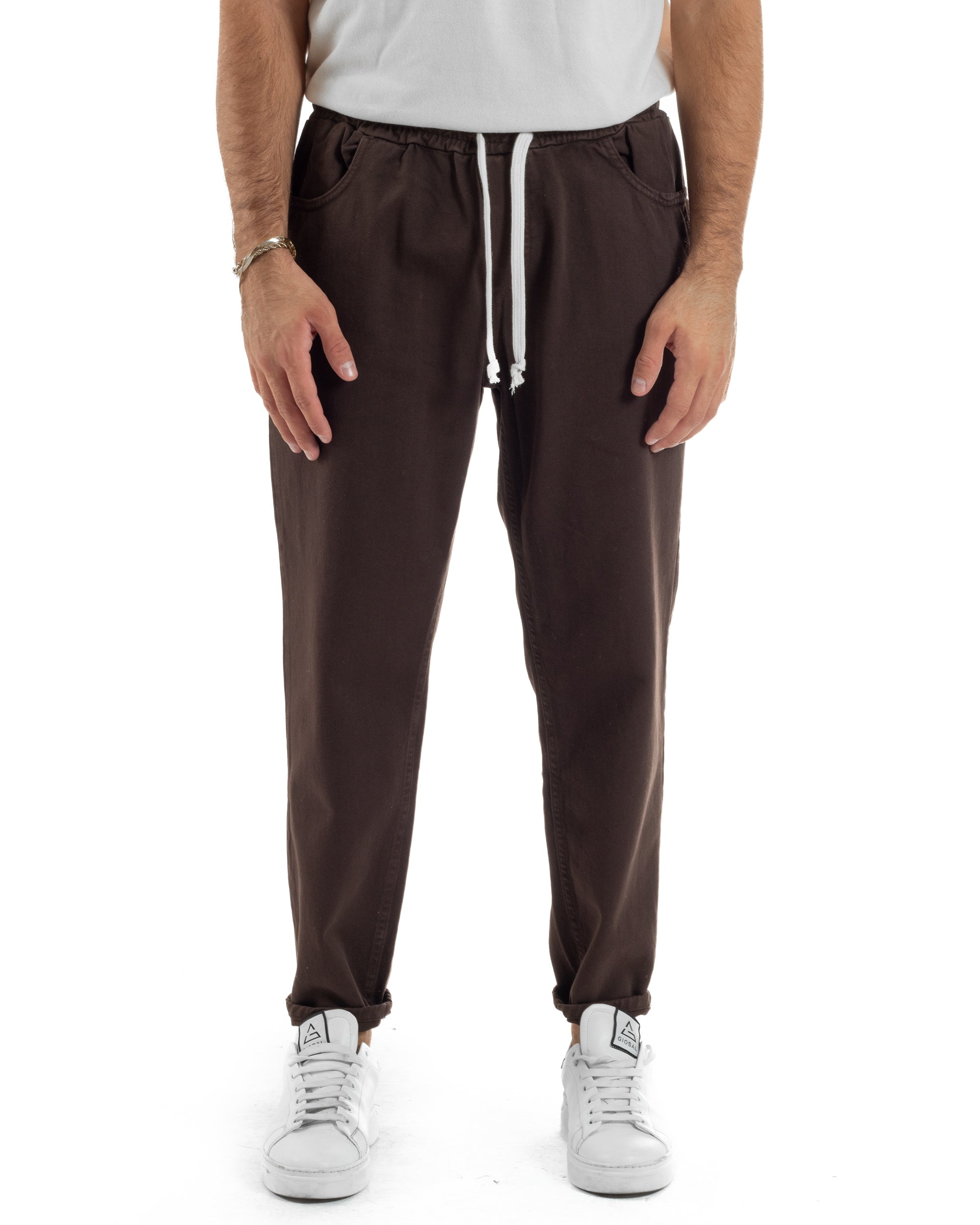 Jeans Jogger Cotone Loose Fit Basic Marrone JS1152A