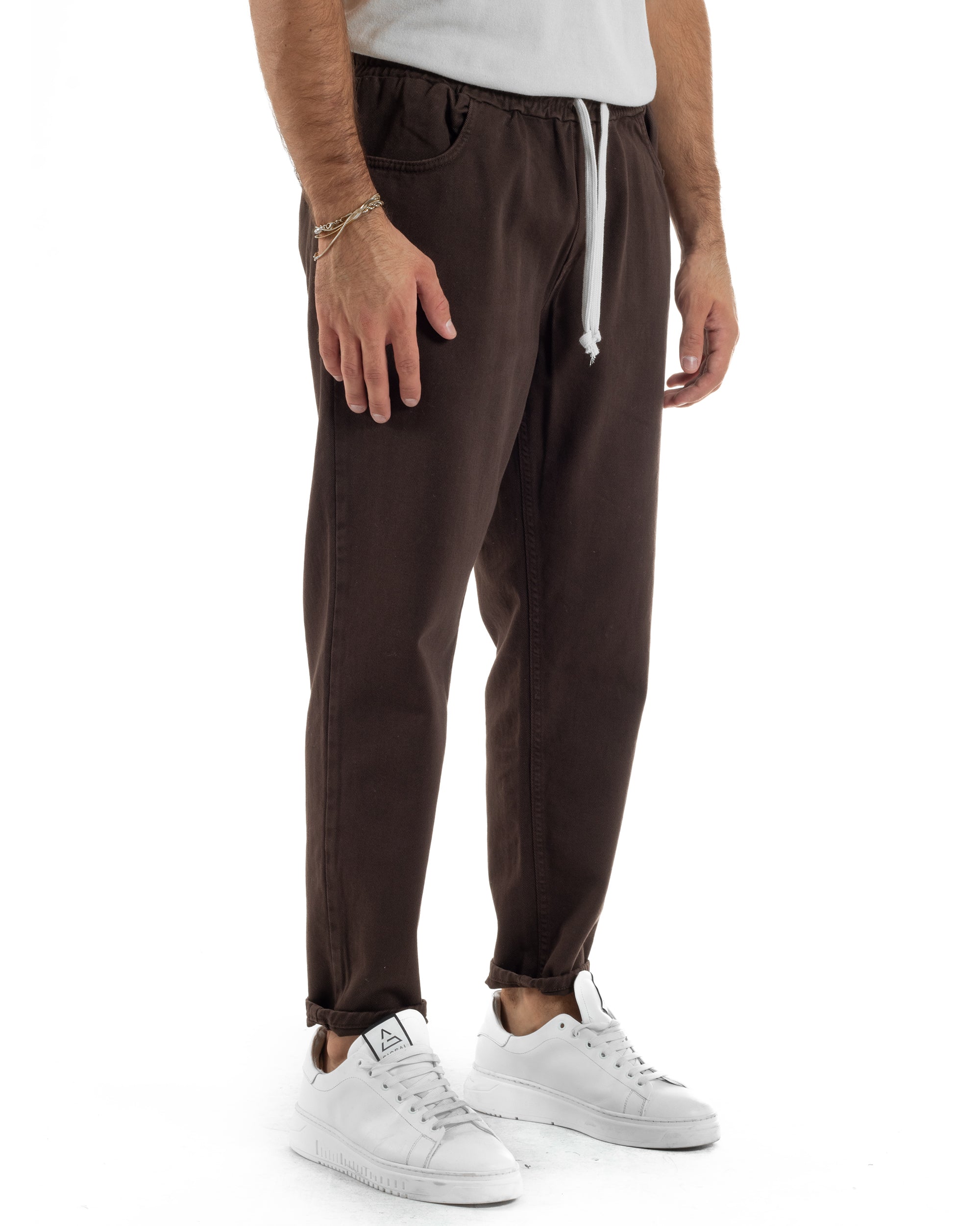 Jeans Jogger Cotone Loose Fit Basic Marrone JS1152A