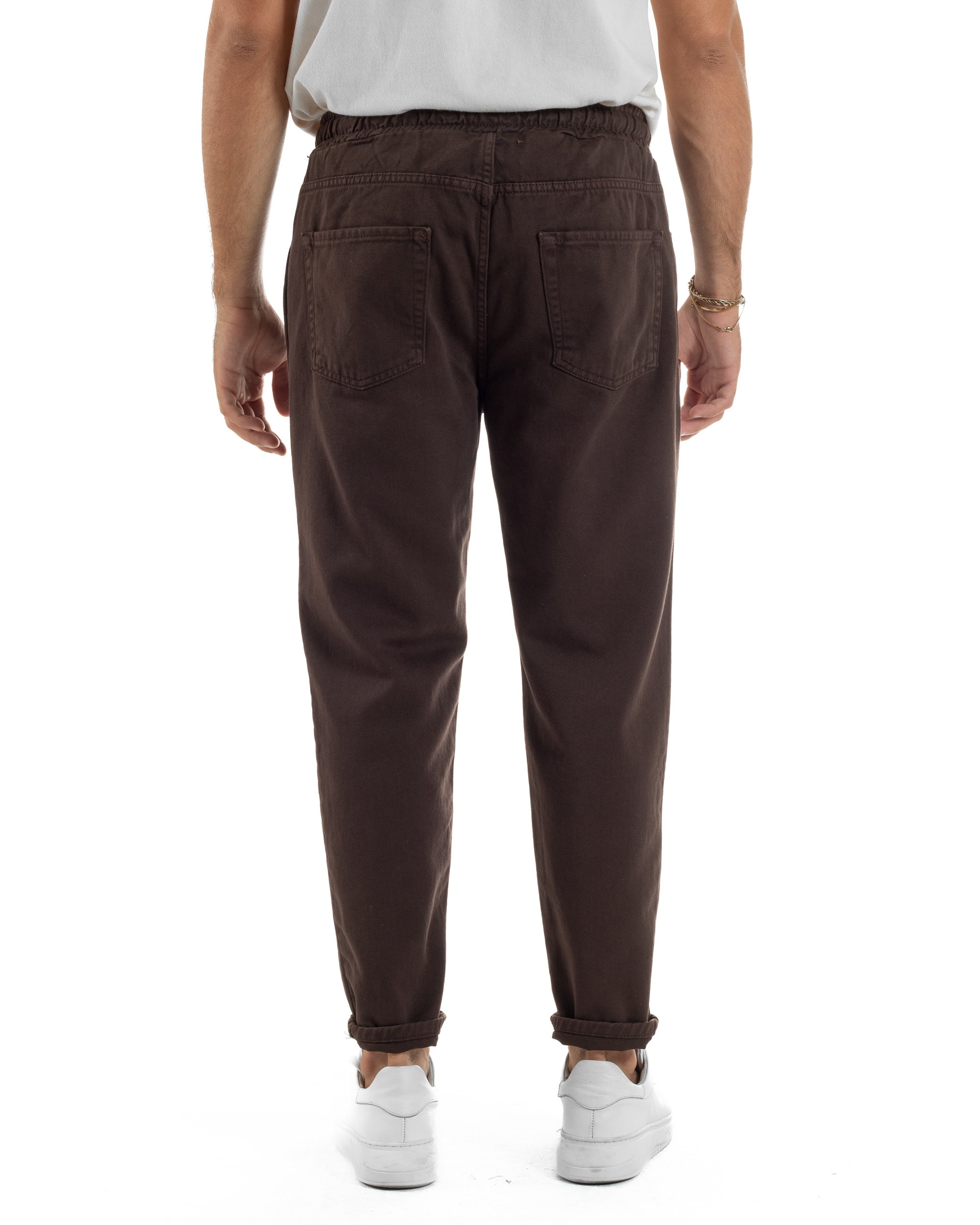 Jeans Jogger Cotone Loose Fit Basic Marrone JS1152A