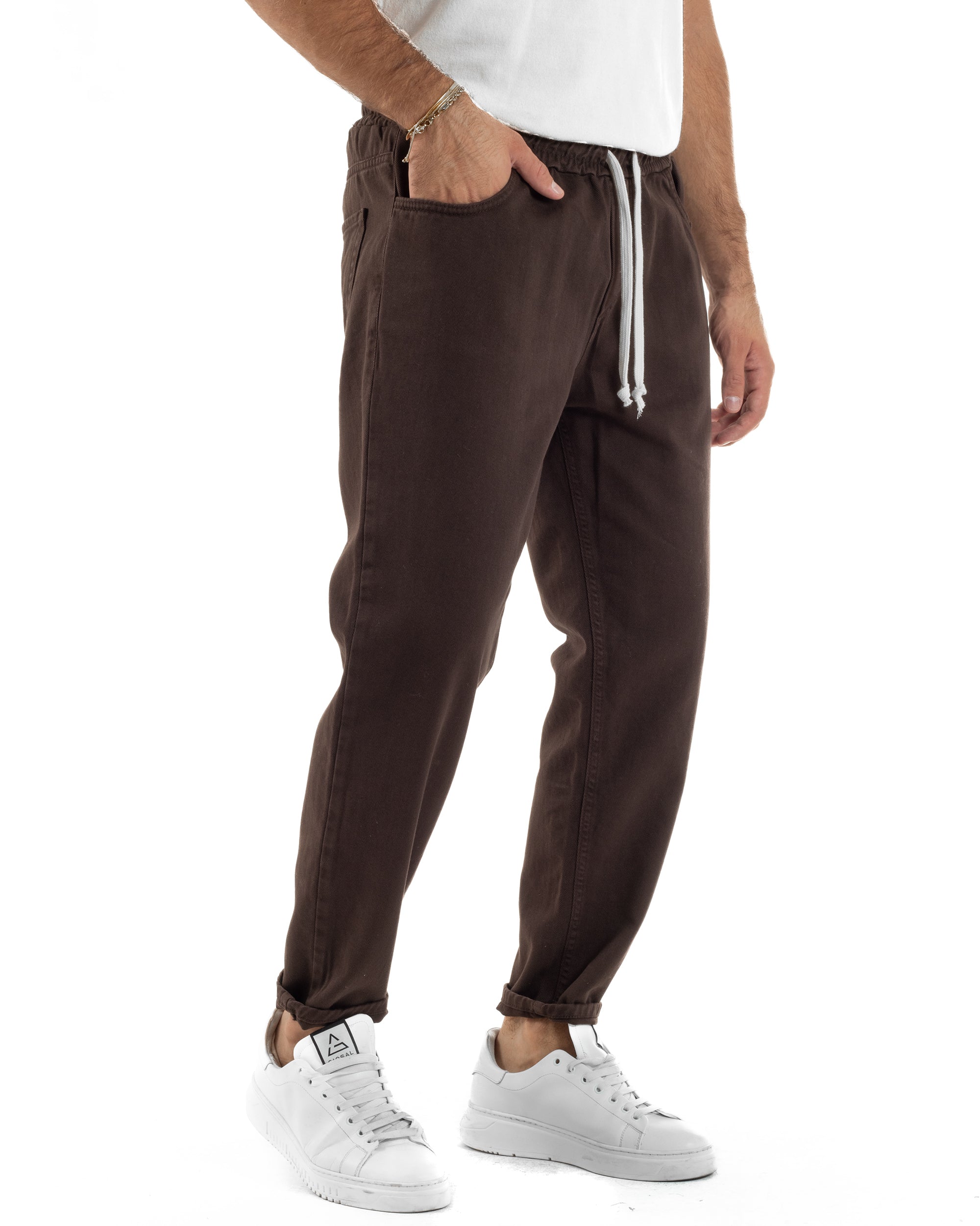 Jeans Jogger Cotone Loose Fit Basic Marrone JS1152A