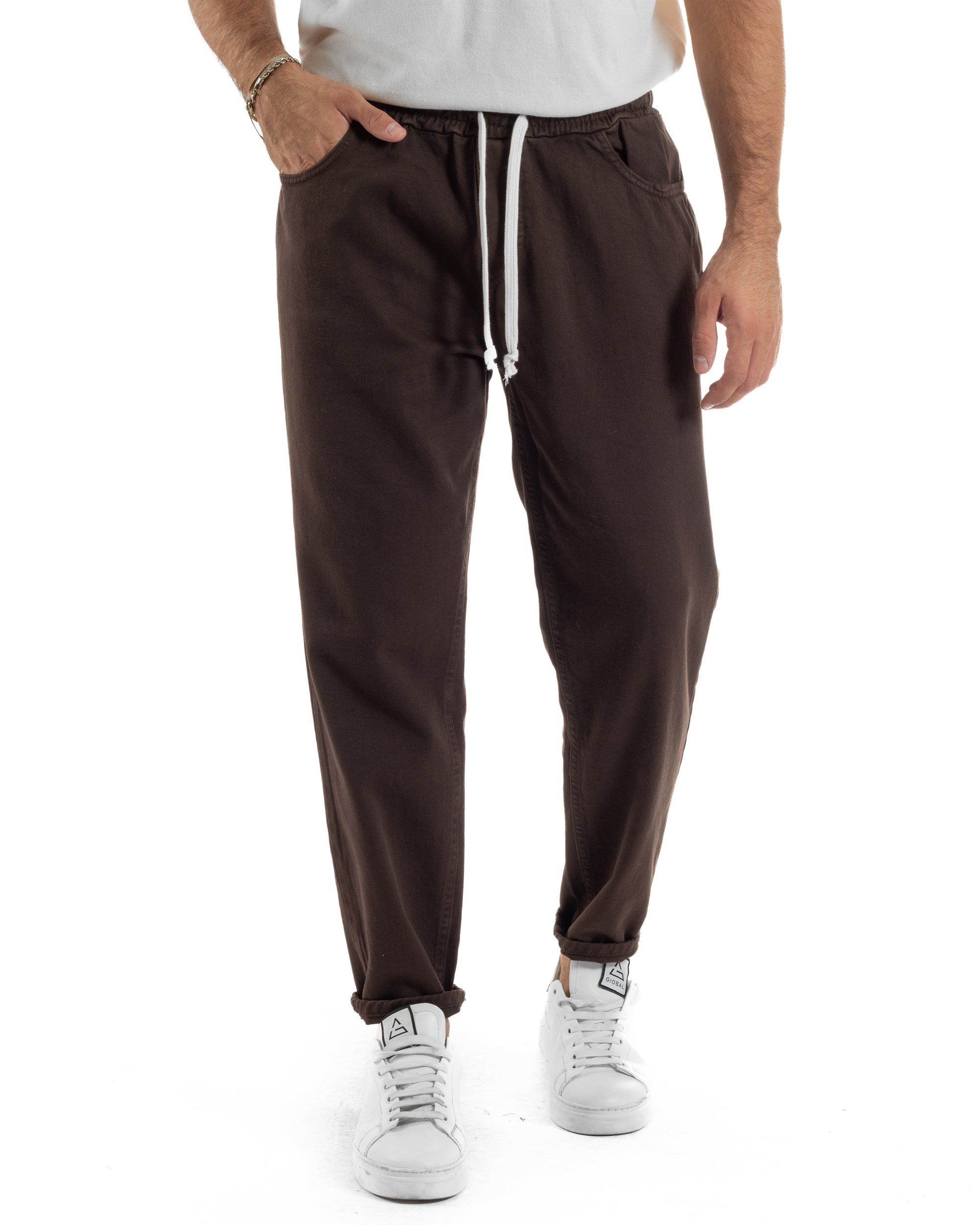 Jeans Jogger Cotone Loose Fit Basic Marrone JS1152A